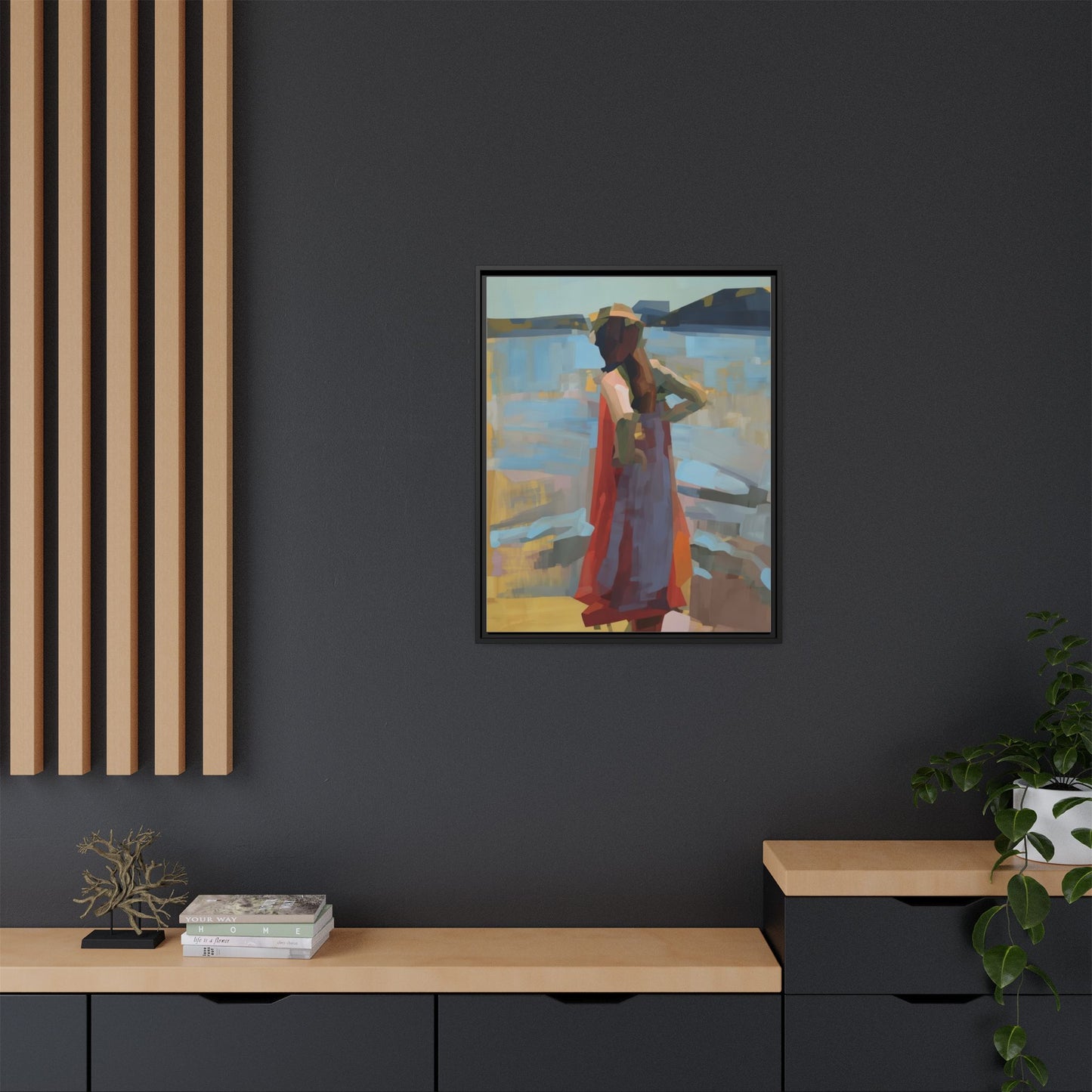 Framed Matte Canvas Print — Coastal Woman Abstract Art