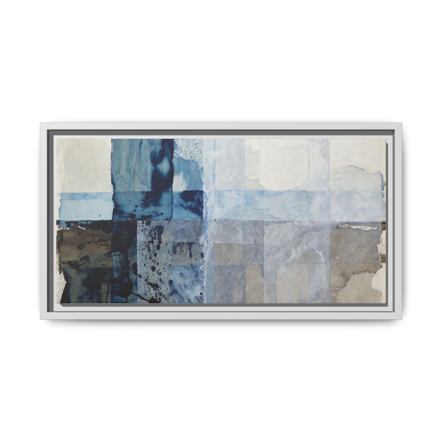 Abstract Coastal Blue Framed Canvas Art