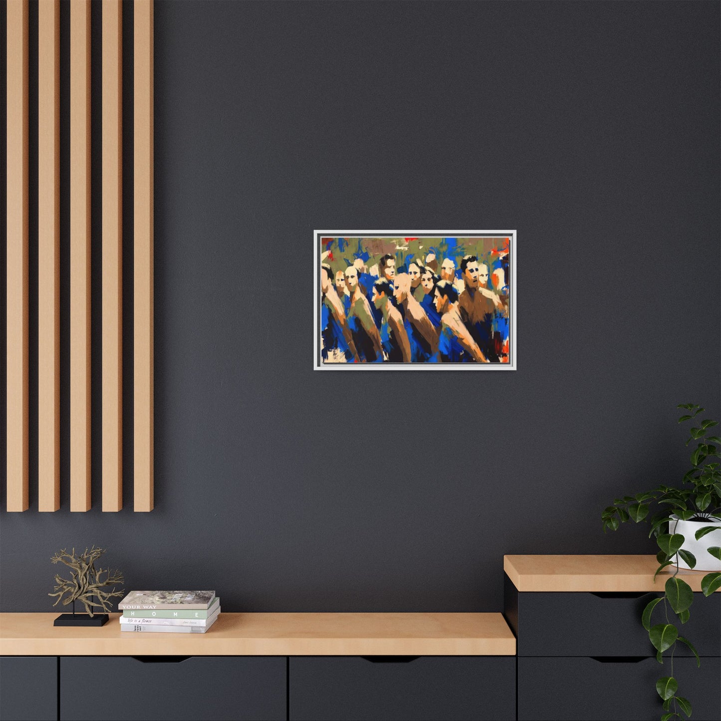 Abstract Crowd Matte Canvas Print — Framed Multi-Color Wall Art