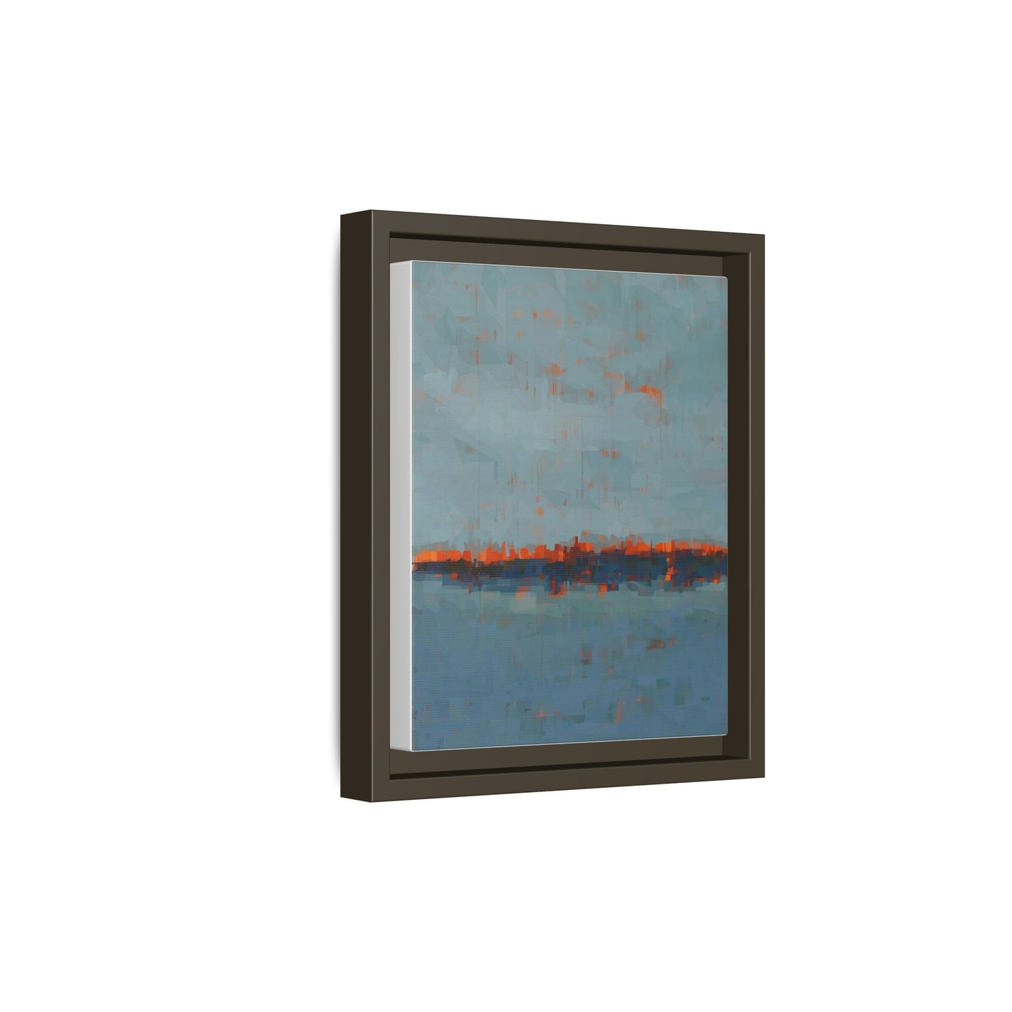Framed Canvas Art — Teal & Orange Abstract Seascape