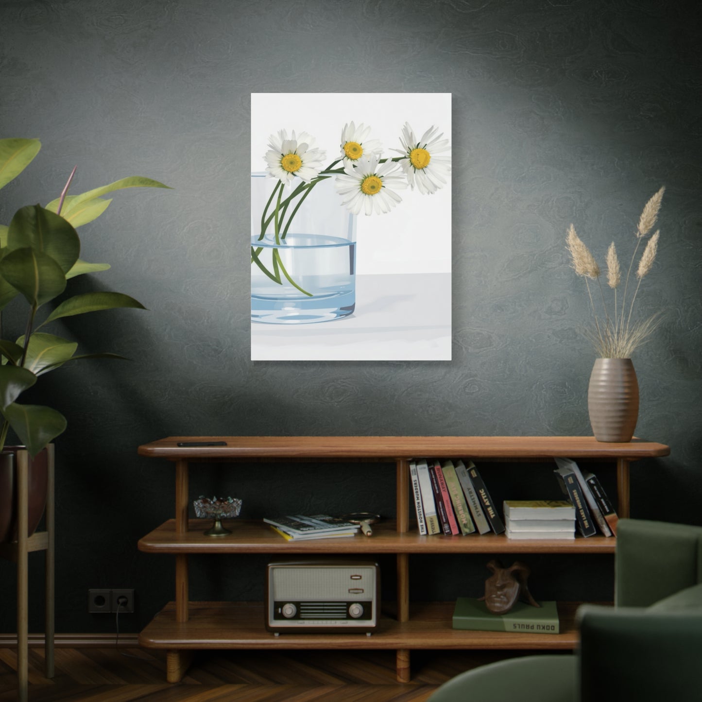 Daisy Glass Vase Canvas Print — Matte Stretched Wall Art