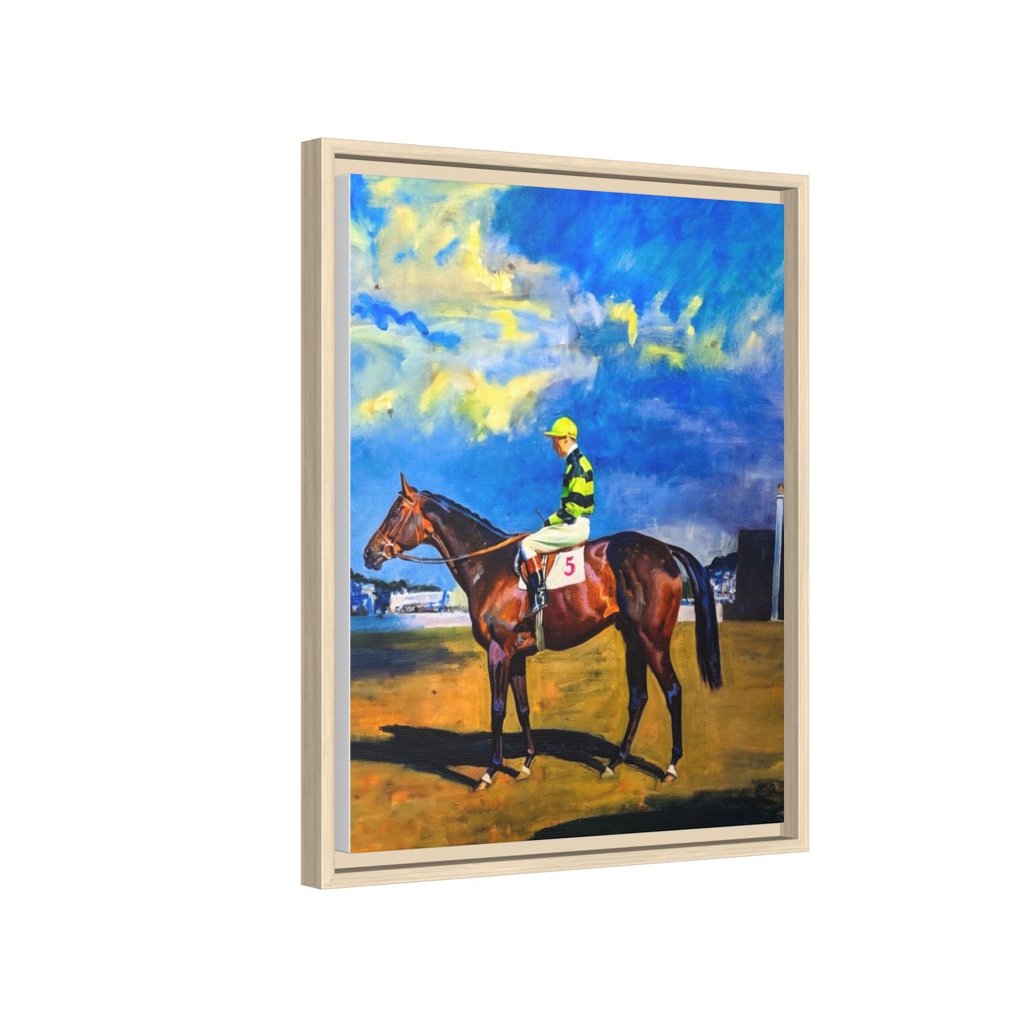 Framed Matte Canvas — Jockey on Racehorse Vintage Equestrian Wall Art