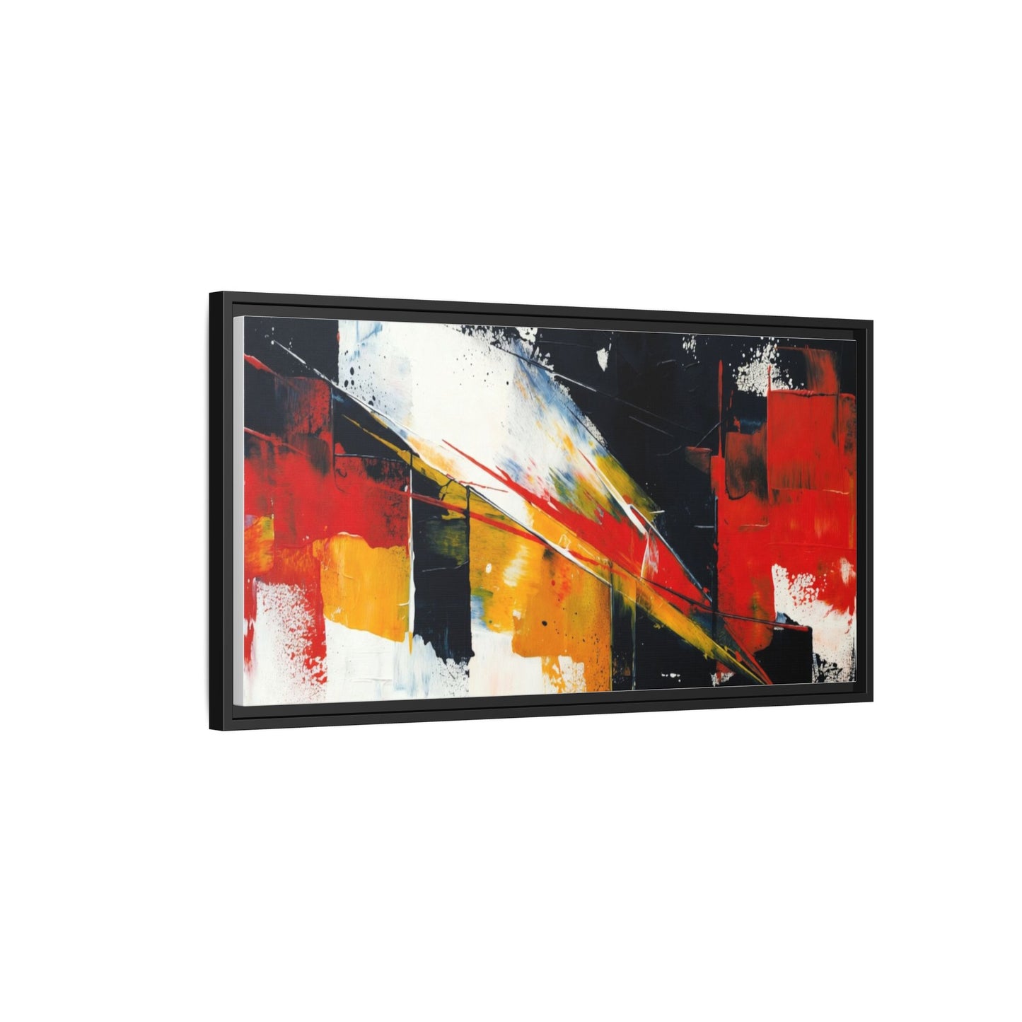 Abstract Red & Black Framed Canvas Print — Modern Geometric Wall Art