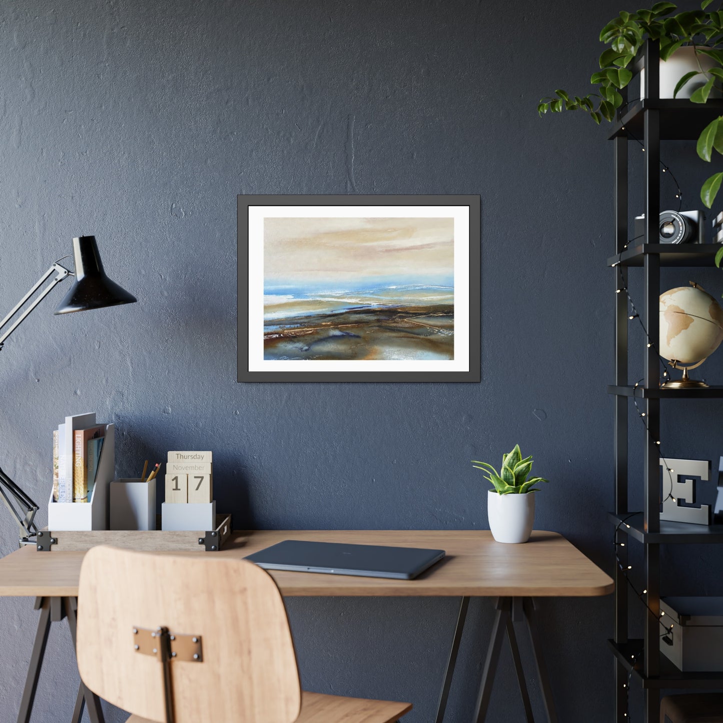 Framed Paper Poster — Abstract Coastal Watercolor Landscape Print