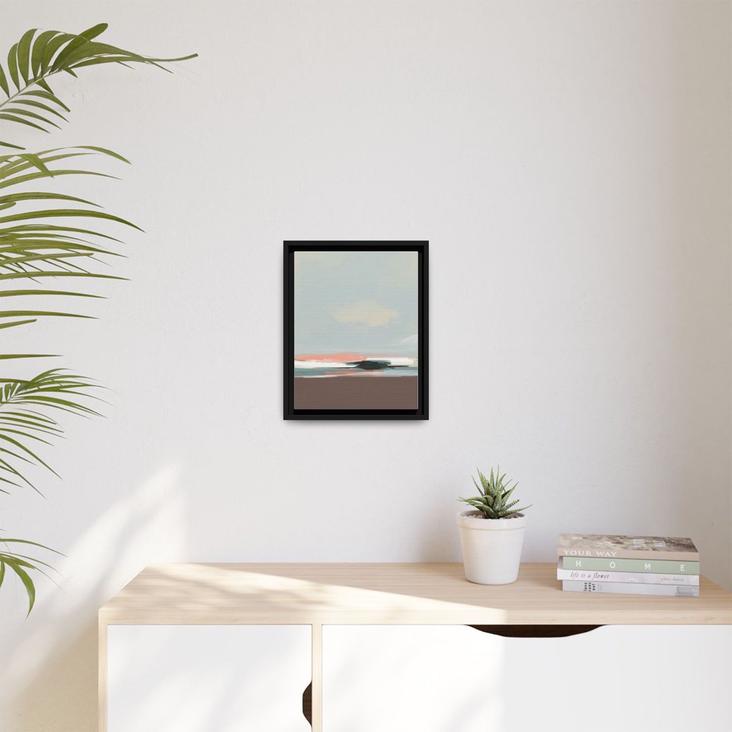 Framed Matte Canvas Print — Soft Coastal Abstract Landscape