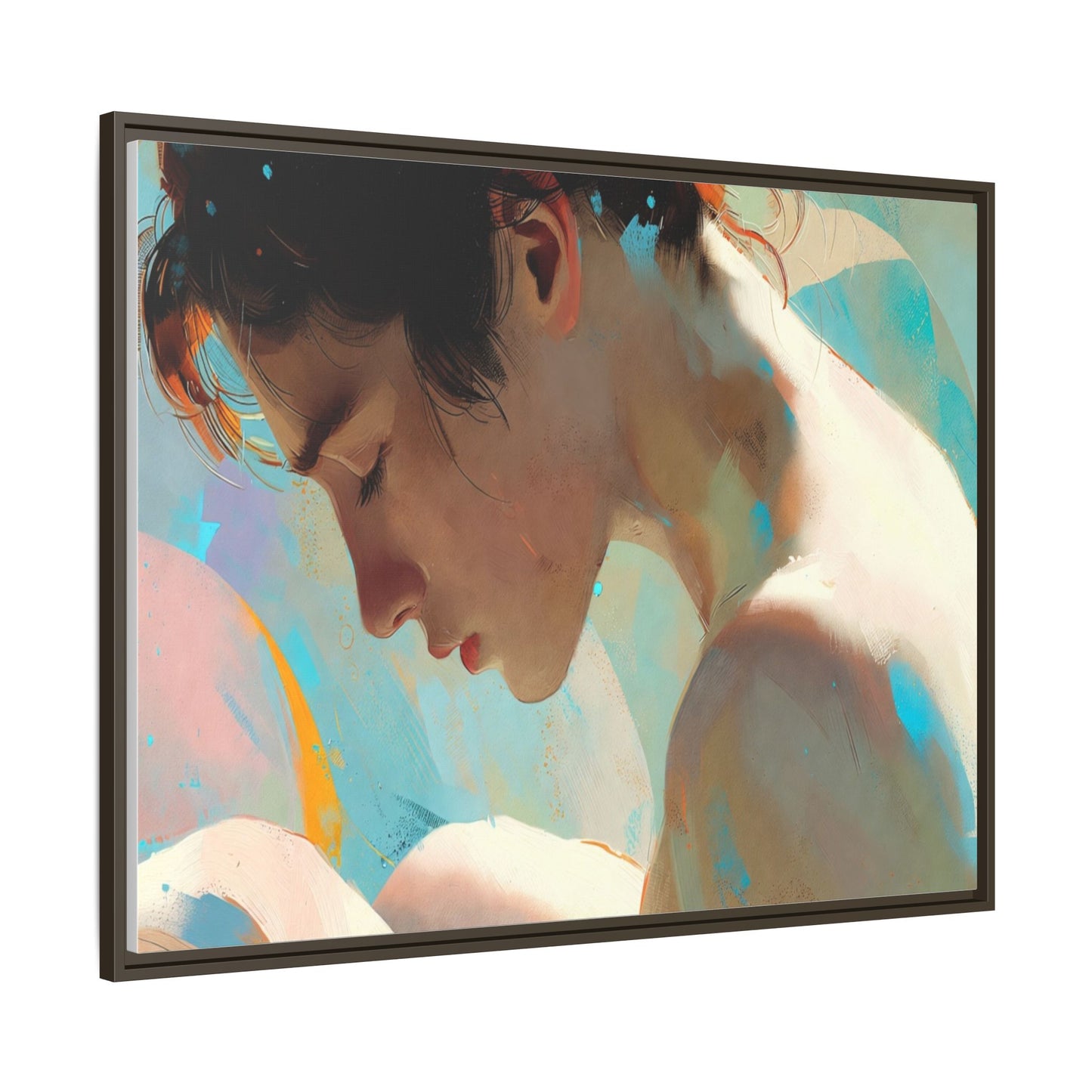 Framed Matte Canvas Print — Dreamy Portrait Art (Multi‑Color)
