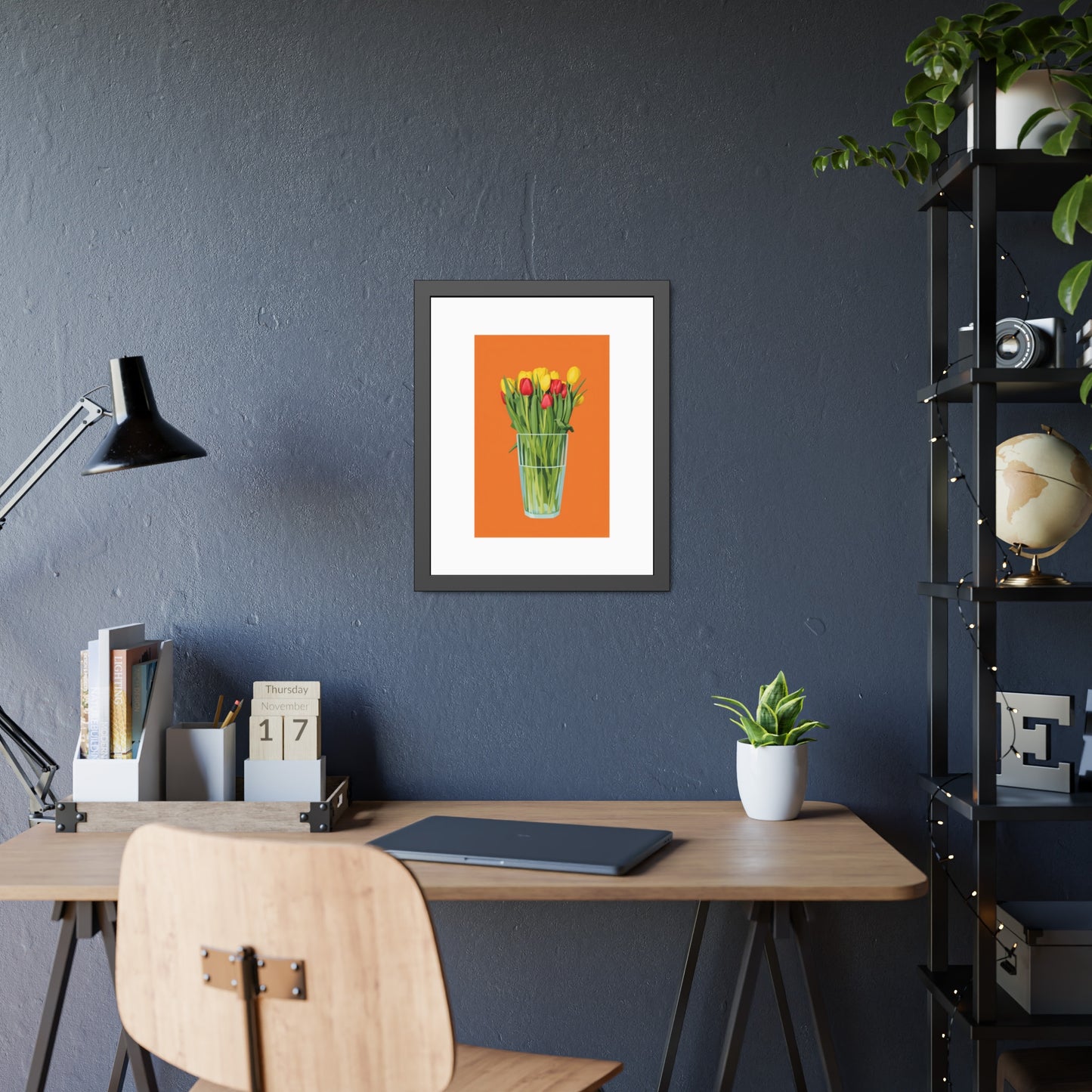 Framed Poster — Colorful Tulip Vase Wall Art (Spring Floral Print)