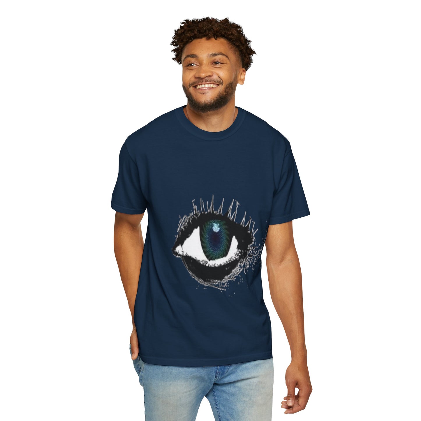 Eye Graphic T-Shirt — Blue Iris Grunge Art Tee