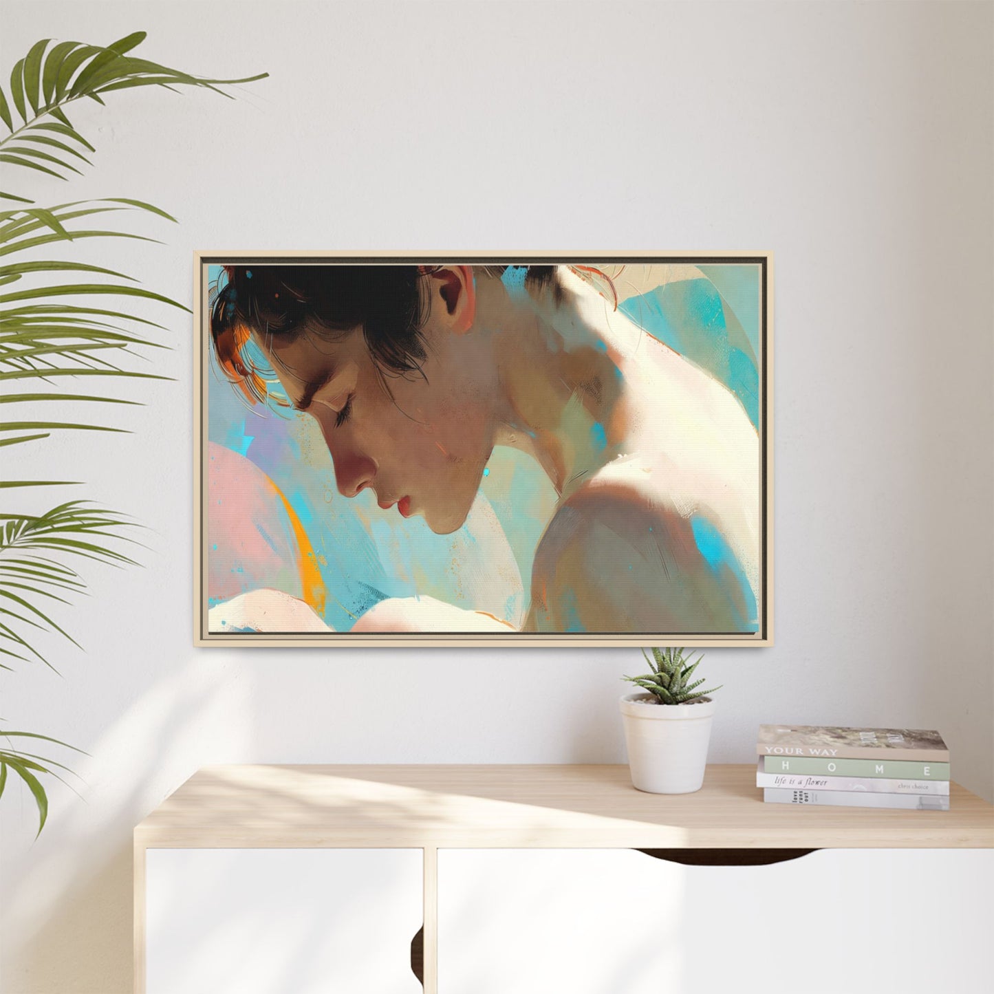 Framed Matte Canvas Print — Dreamy Portrait Art (Multi‑Color)