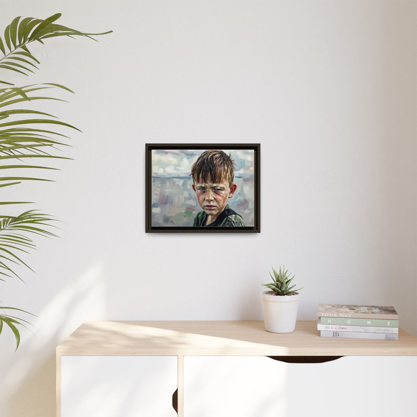 Framed Matte Canvas: Gritty Boy Portrait Art Print