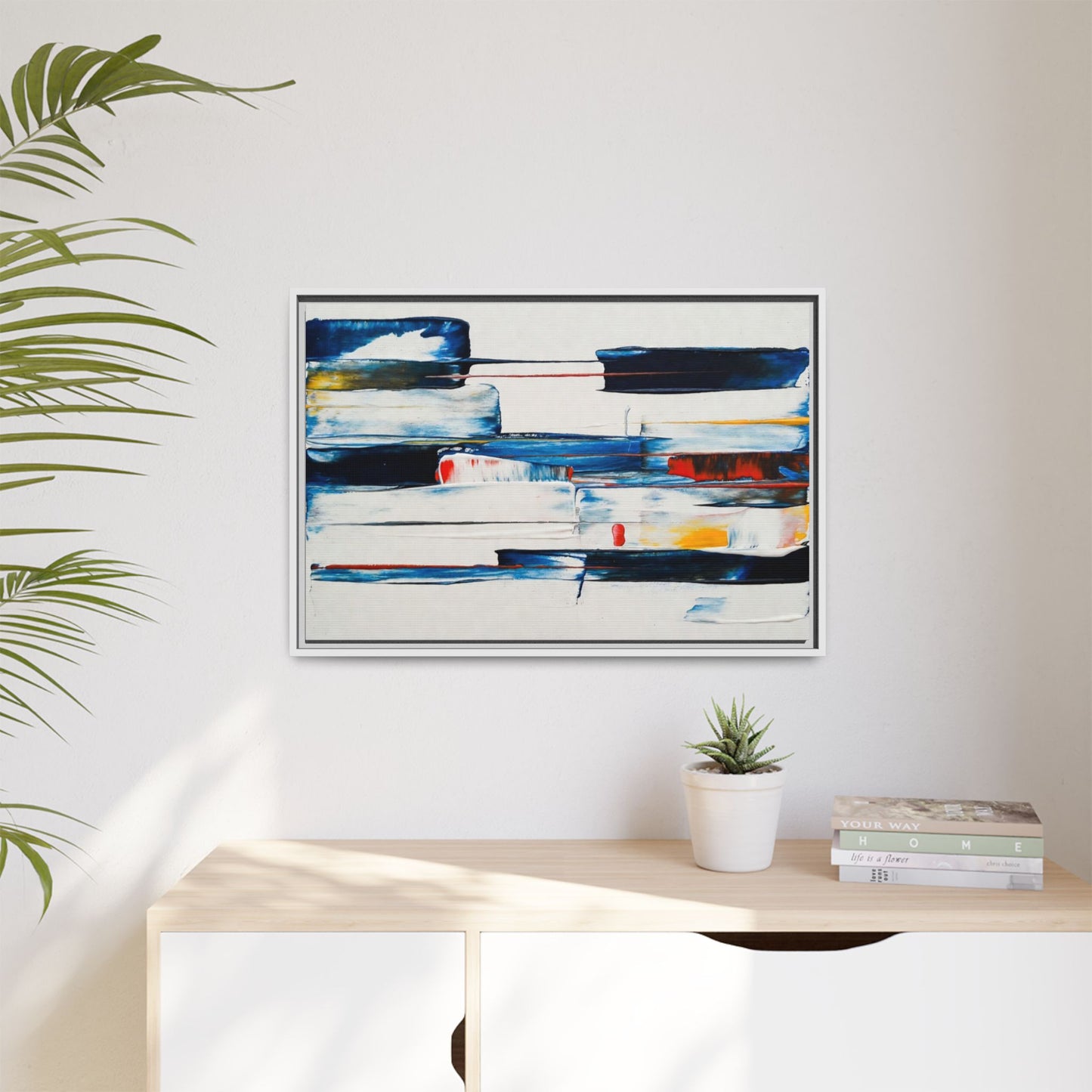 Abstract Coastal Brushstrokes Framed Canvas Print
