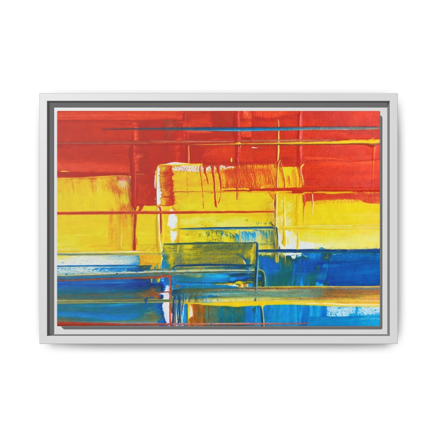 Abstract Multi-Color Framed Canvas Art — Modern Geometric Wall Decor