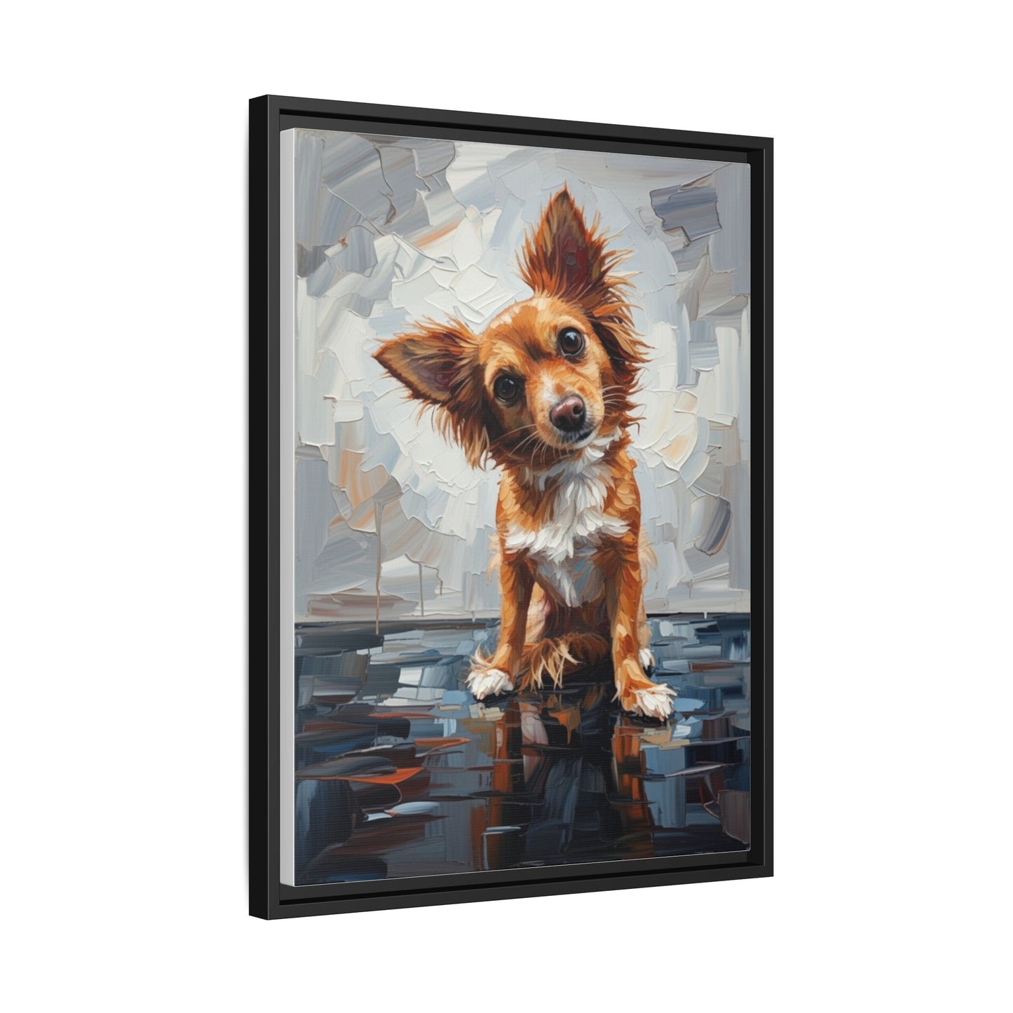 Framed Matte Canvas Print — Playful Brown Dog Portrait