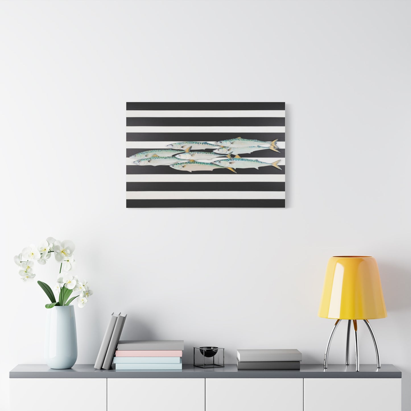 Striped Mackerel School Matte Canvas Print