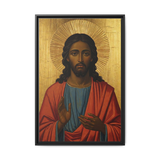 Framed Orthodox Christ Icon Matte Canvas — Religious Wall Art for Home, Church, or Prayer Corner