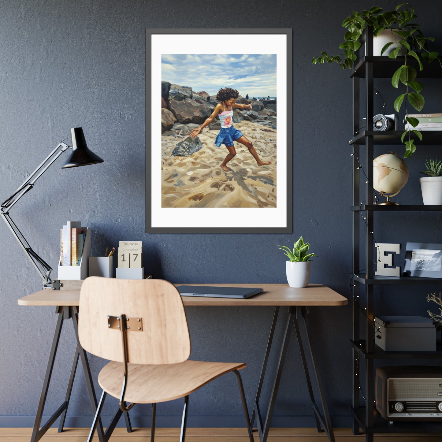 Framed Poster - Joyful Beach Dance Art Print