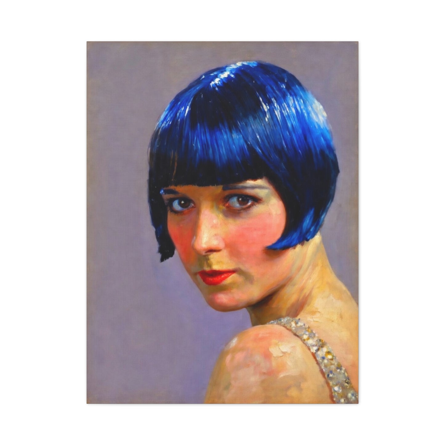 Blue Bob Portrait Matte Canvas Print - Stretched Wall Art