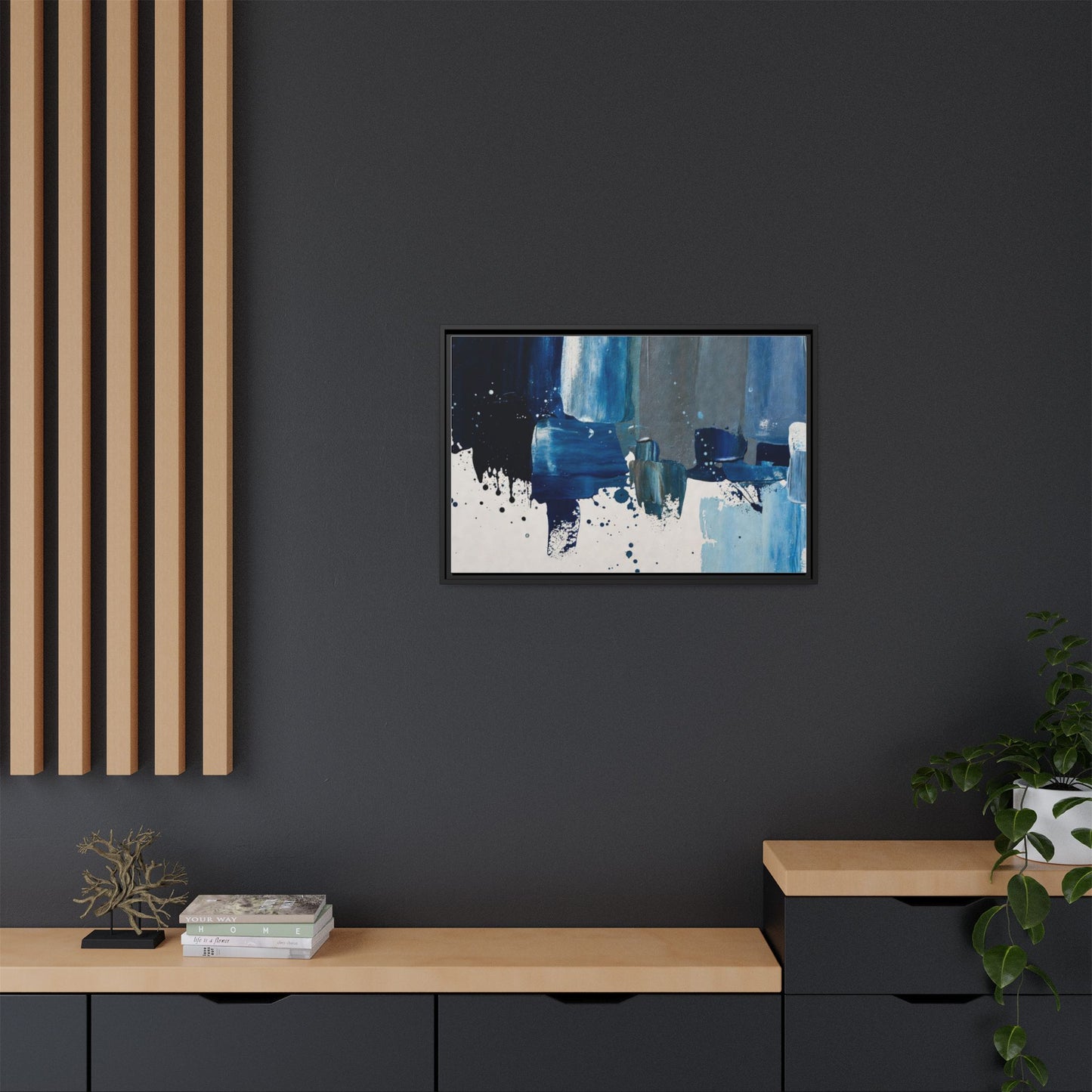 Abstract Blue Ocean Matte Canvas Framed Wall Art