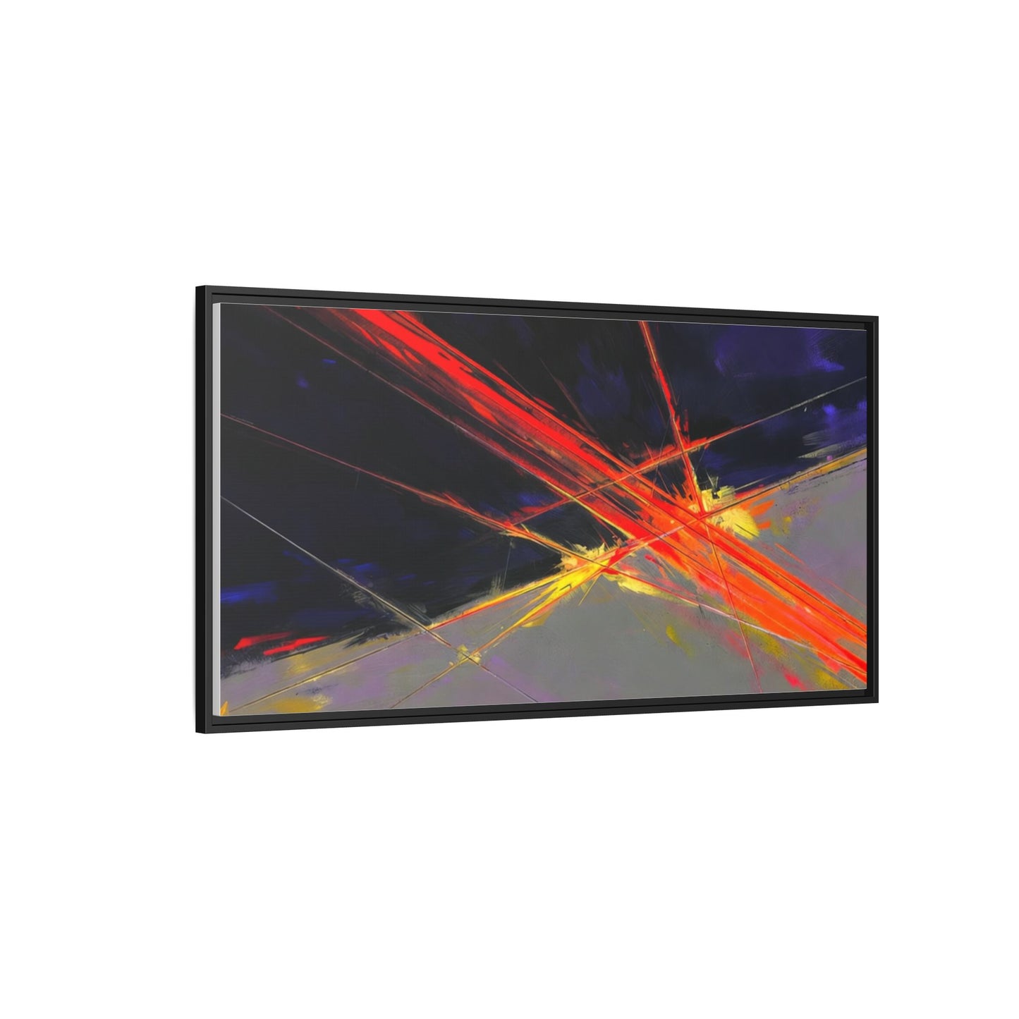 Abstract Red Streaks Framed Matte Canvas Art — Modern Multi‑Color Wall Decor