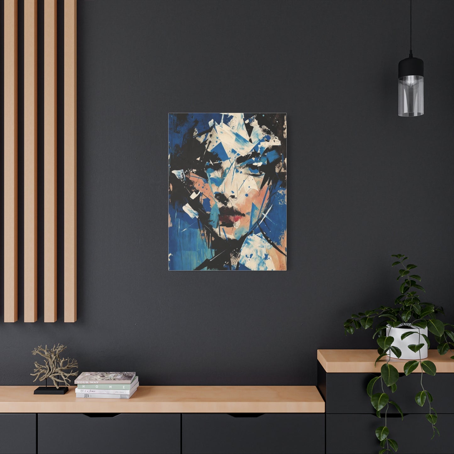 Abstract Blue Portrait Canvas Print — Modern Stretched Wall Art