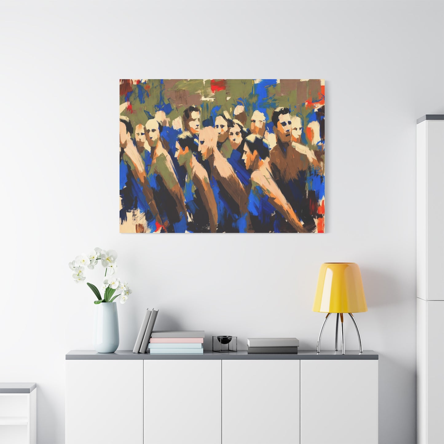 Abstract Crowd Painting Canvas Print — Stretched Matte Wall Art