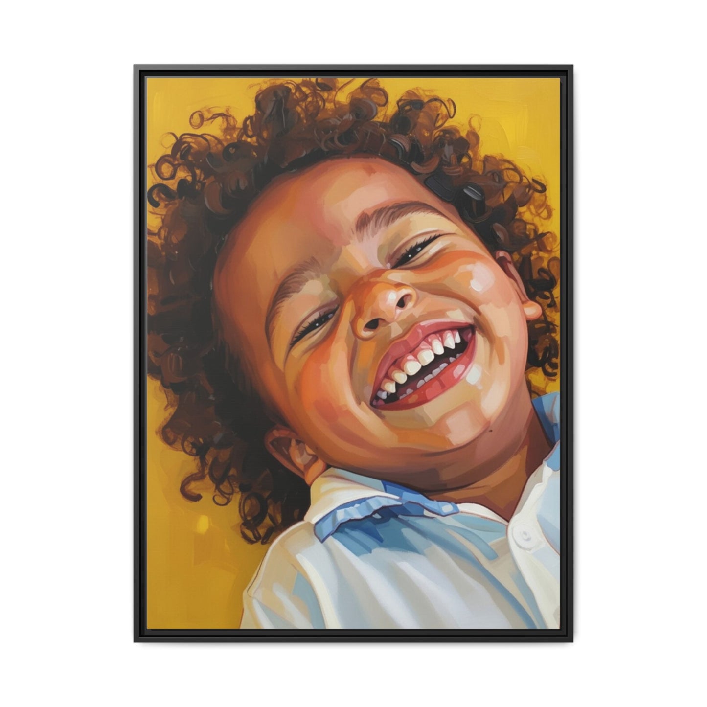 Framed Matte Canvas Print – Joyful Child Portrait, Colorful Nursery Wall Art