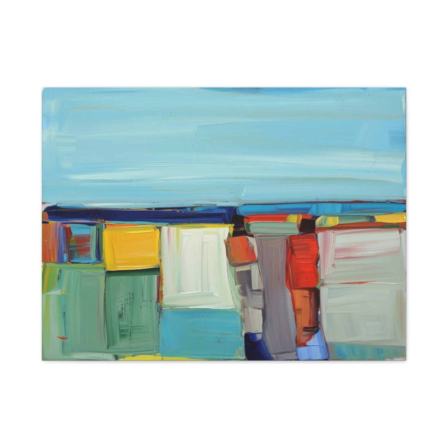 Abstract Coastal Landscape Canvas Print — Colorful Modern Seascape Wall Art