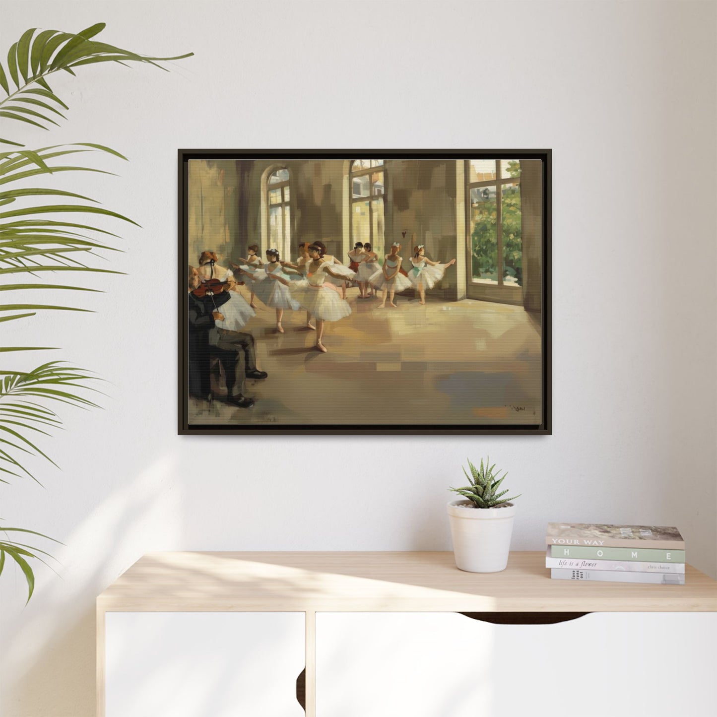Framed Matte Canvas Print — Ballet Class Scene (Impressionist Dancers)