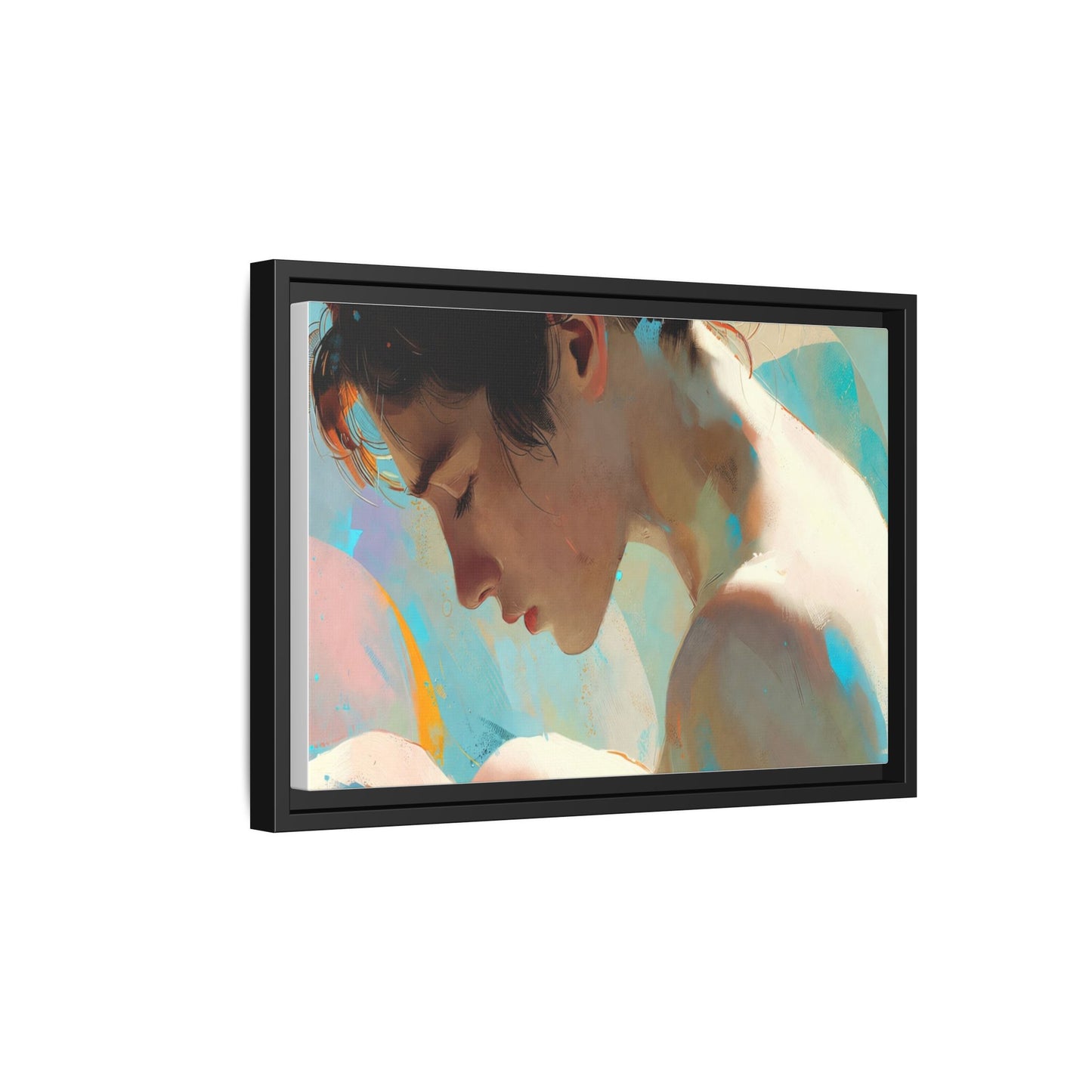 Framed Matte Canvas Print — Dreamy Portrait Art (Multi‑Color)