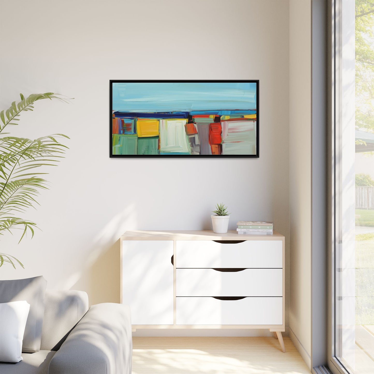 Abstract Coastal Blocks Matte Canvas Print (Framed)
