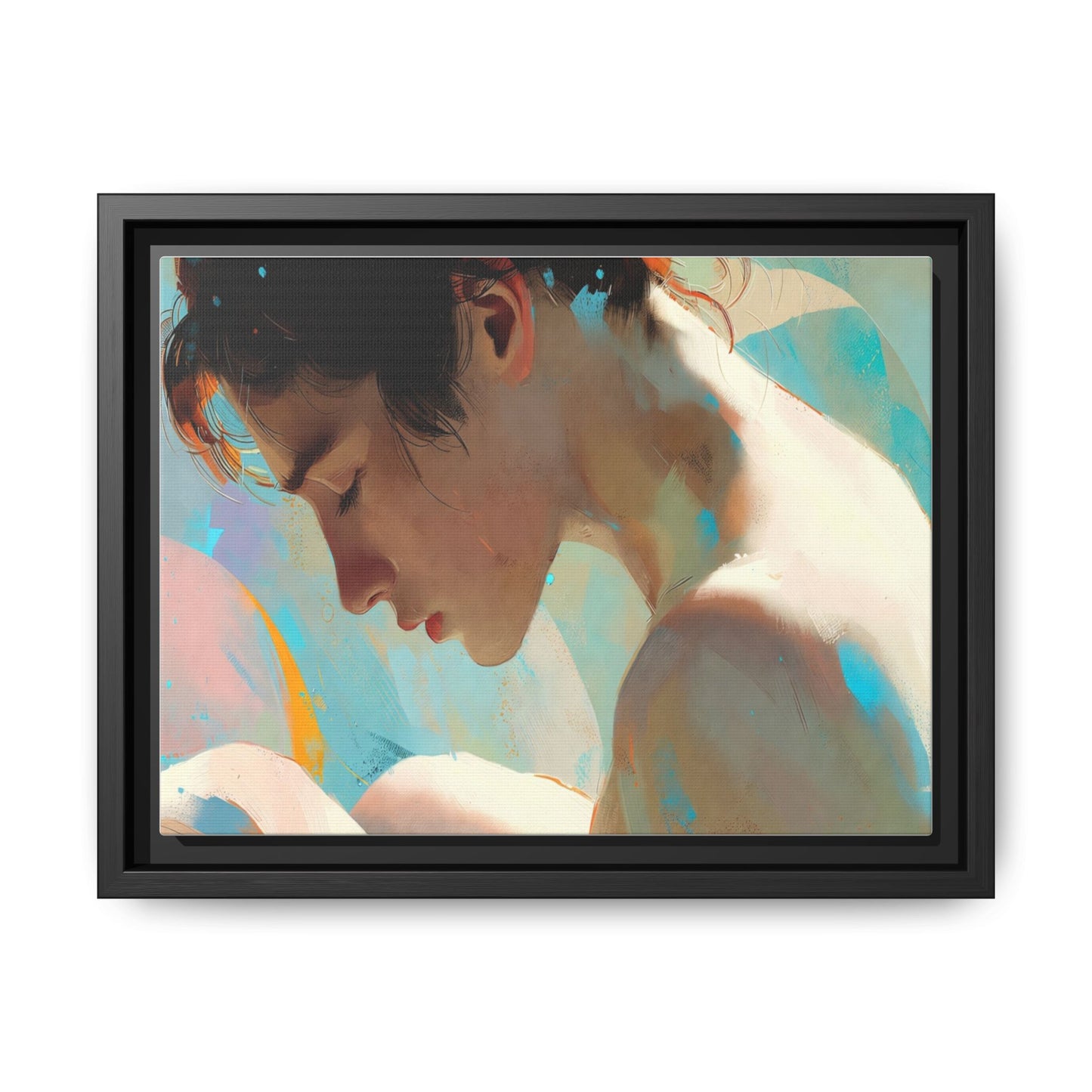 Framed Matte Canvas Print — Dreamy Portrait Art (Multi‑Color)