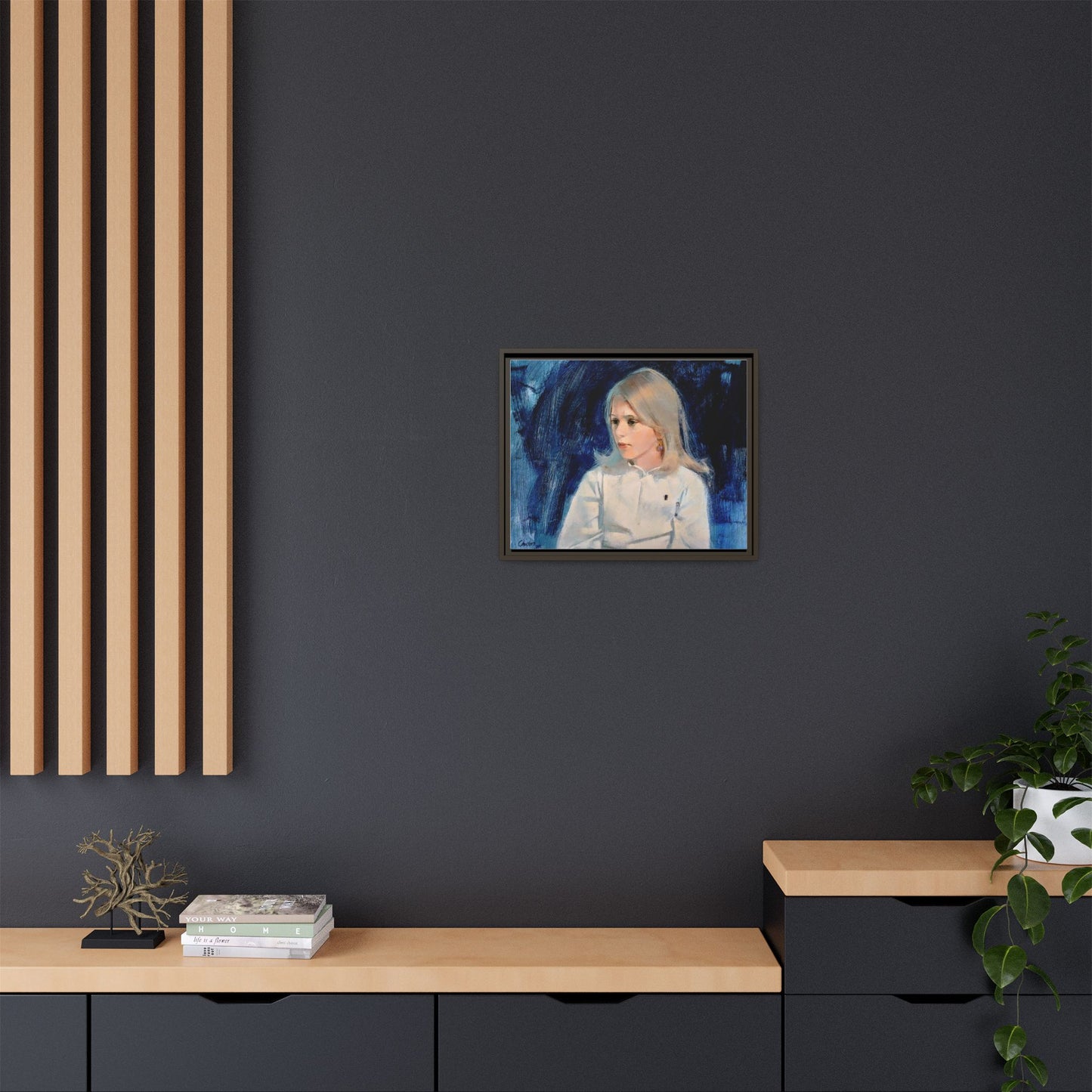 Painting of girl by Unknown Artist Framed Matte Canvas Classic Wall Art