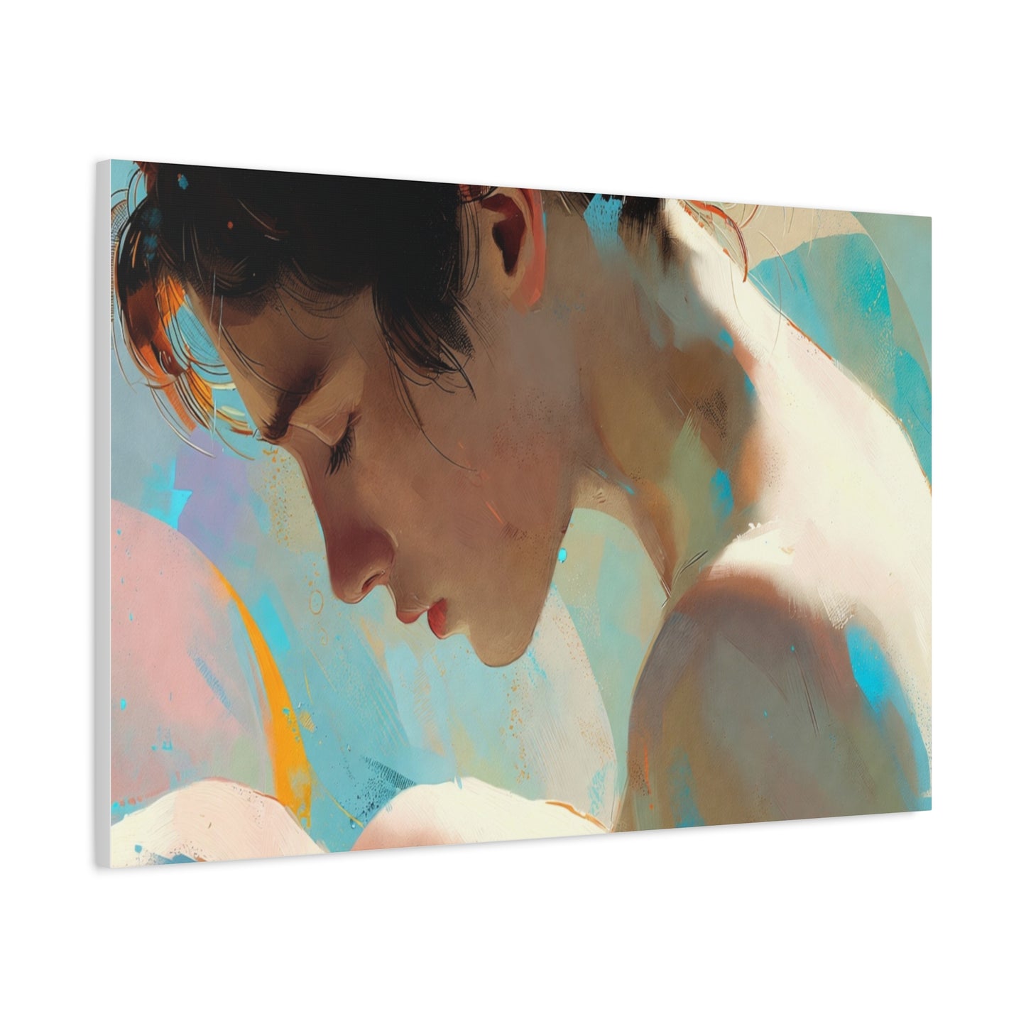 Dreamy Portrait Matte Canvas Print — Serene Female Profile Wall Art, Stretched 1.25"