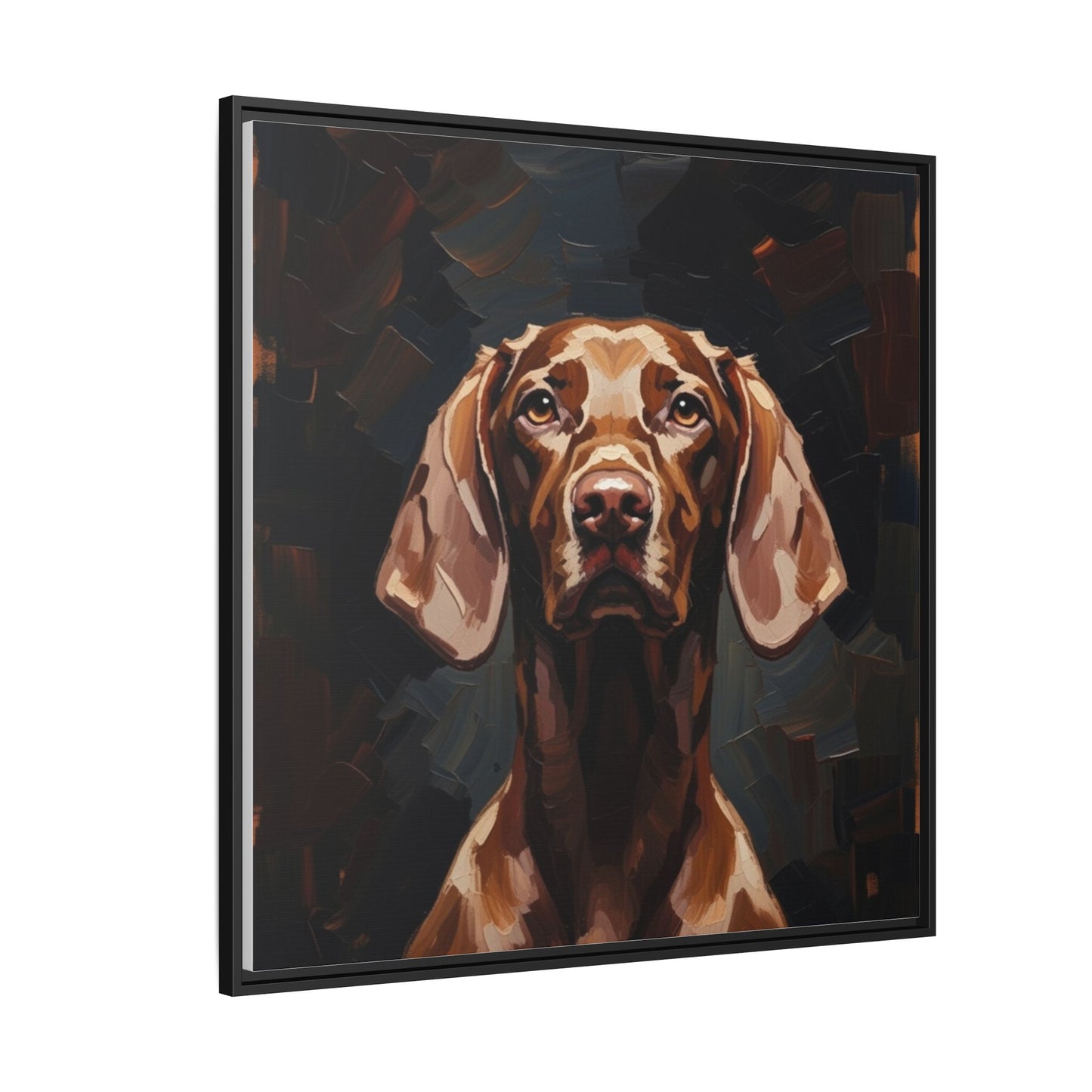 Framed Matte Canvas Dog Portrait – Brown Vizsla Wall Art