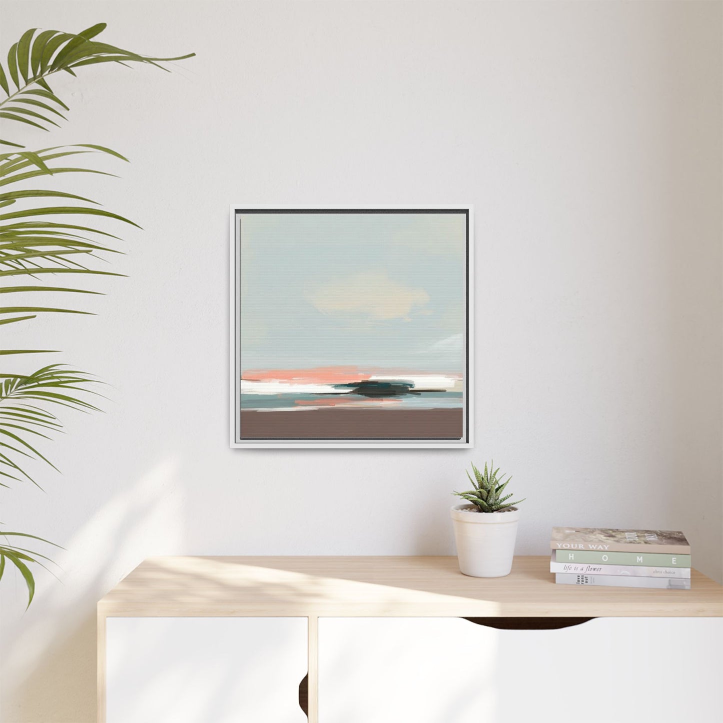 Framed Matte Canvas Print — Soft Coastal Abstract Landscape