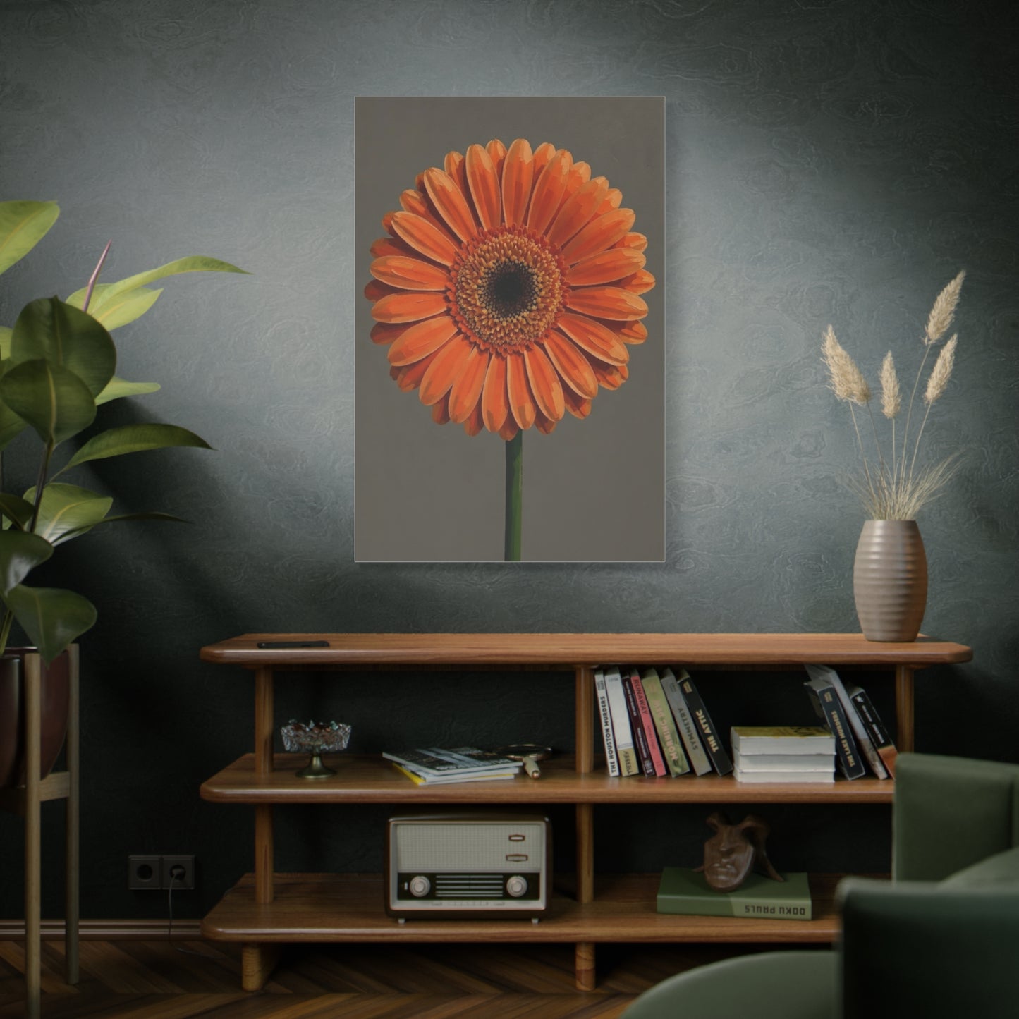 Orange Gerbera Flower Matte Canvas Print — Stretched Wall Art