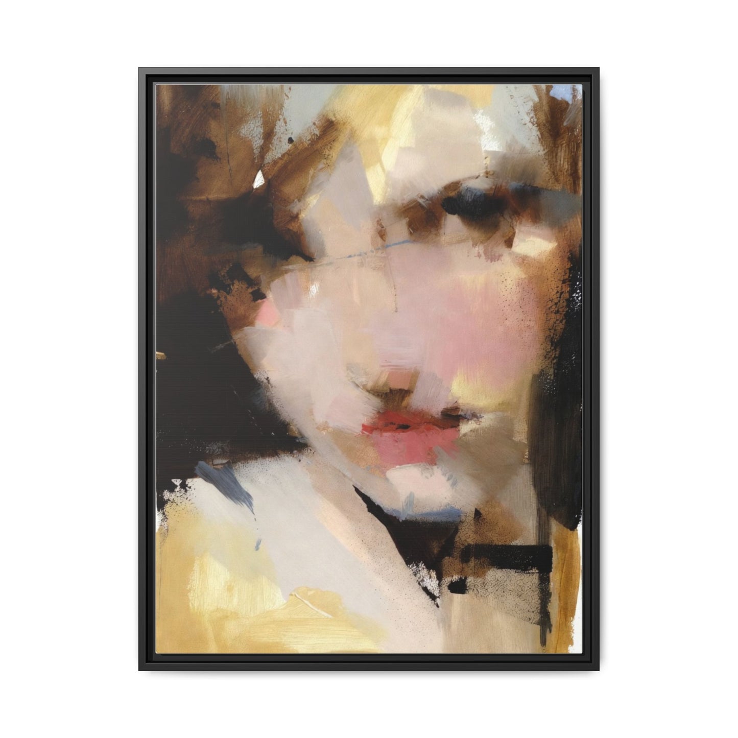 Abstract Portrait Matte Canvas Framed Print — Modern Feminine Wall Art