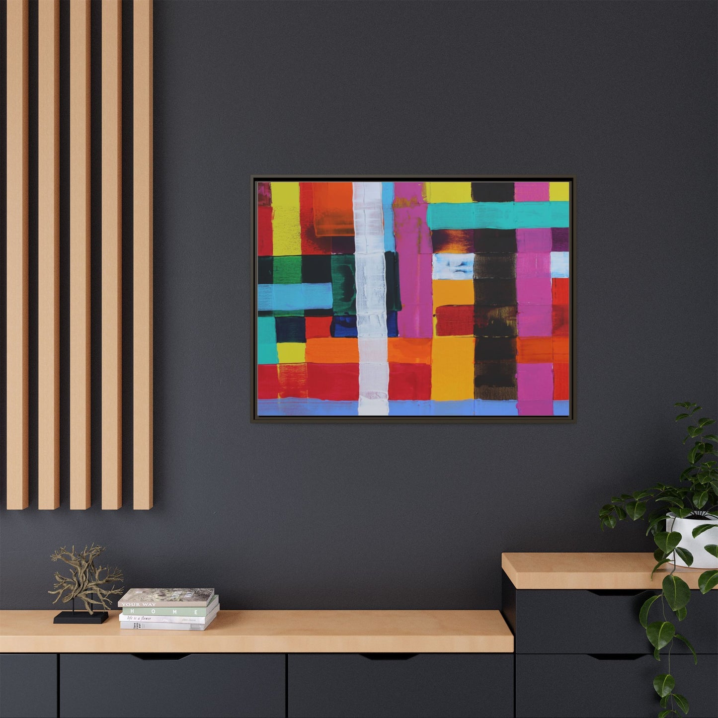 Farbfeld Malerei (Acryl) by Unknown Artist Matte Framed Canvas Wall Art Print