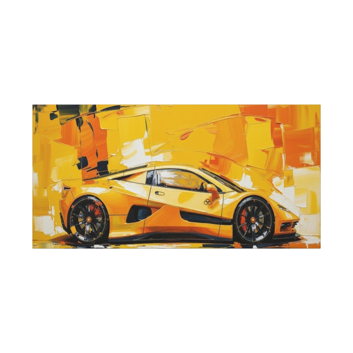 Yellow Sports Car Abstract Canvas Art - Matte Stretched Wall Print