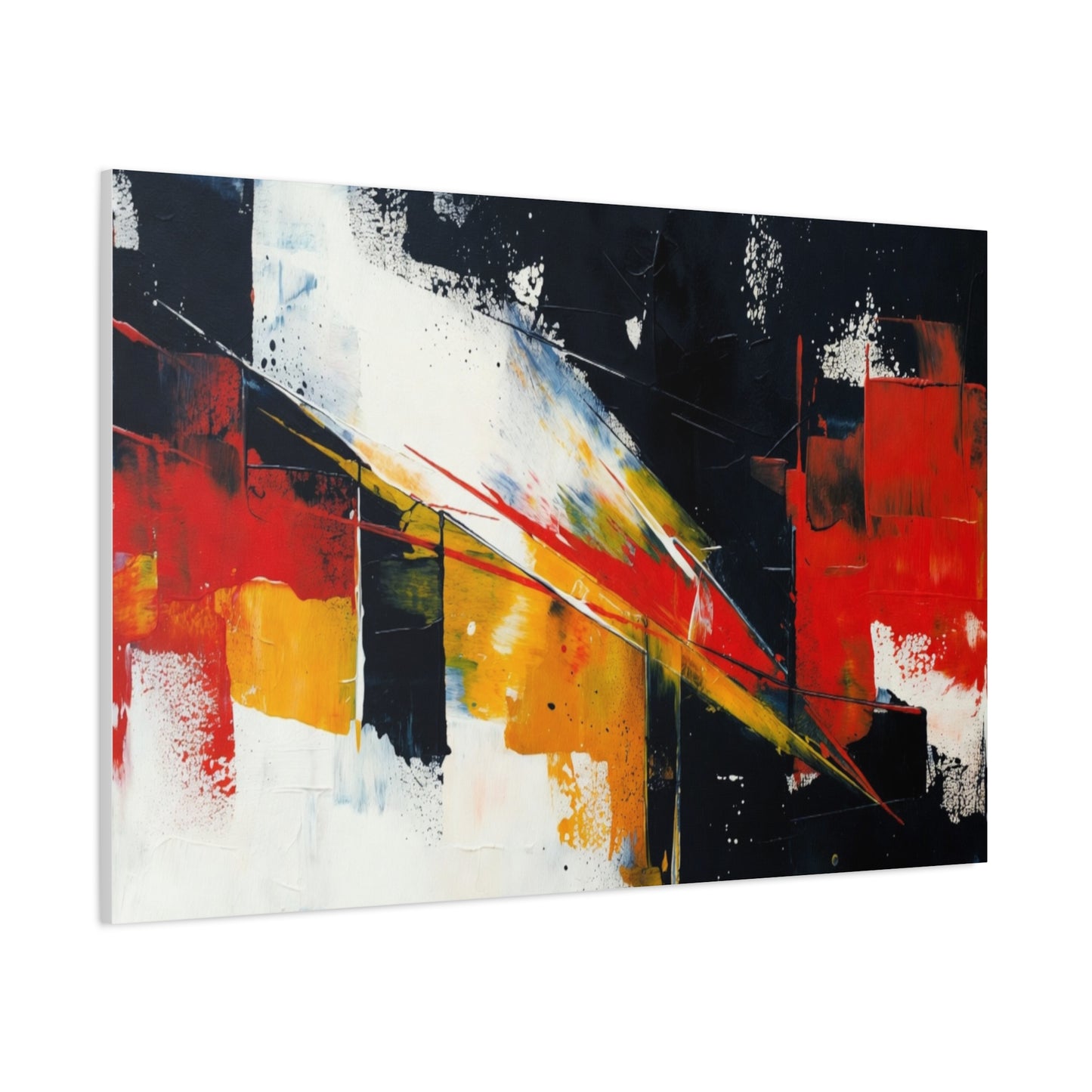 Abstract Geometric Canvas Art — Bold Red & Black Modern Wall Painting