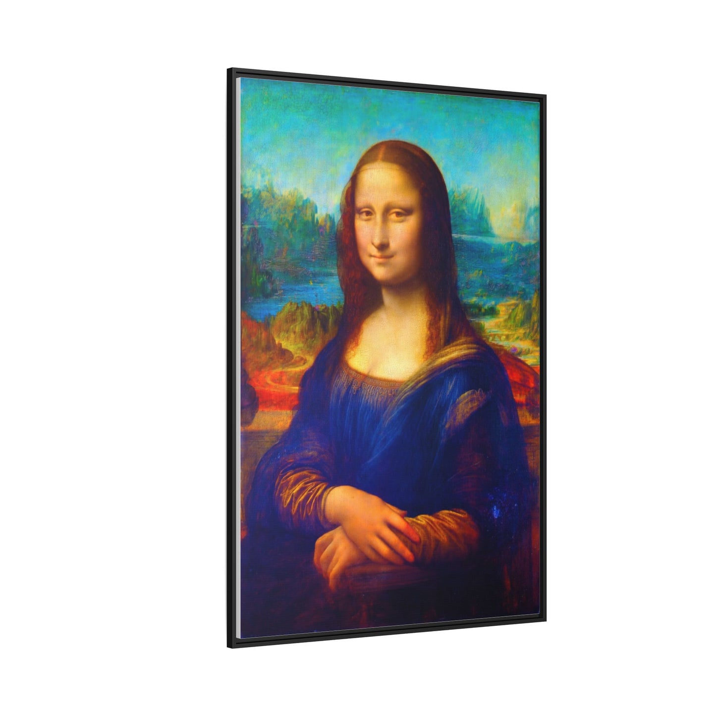 Framed Matte Canvas Print — Colorful Mona Lisa Wall Art