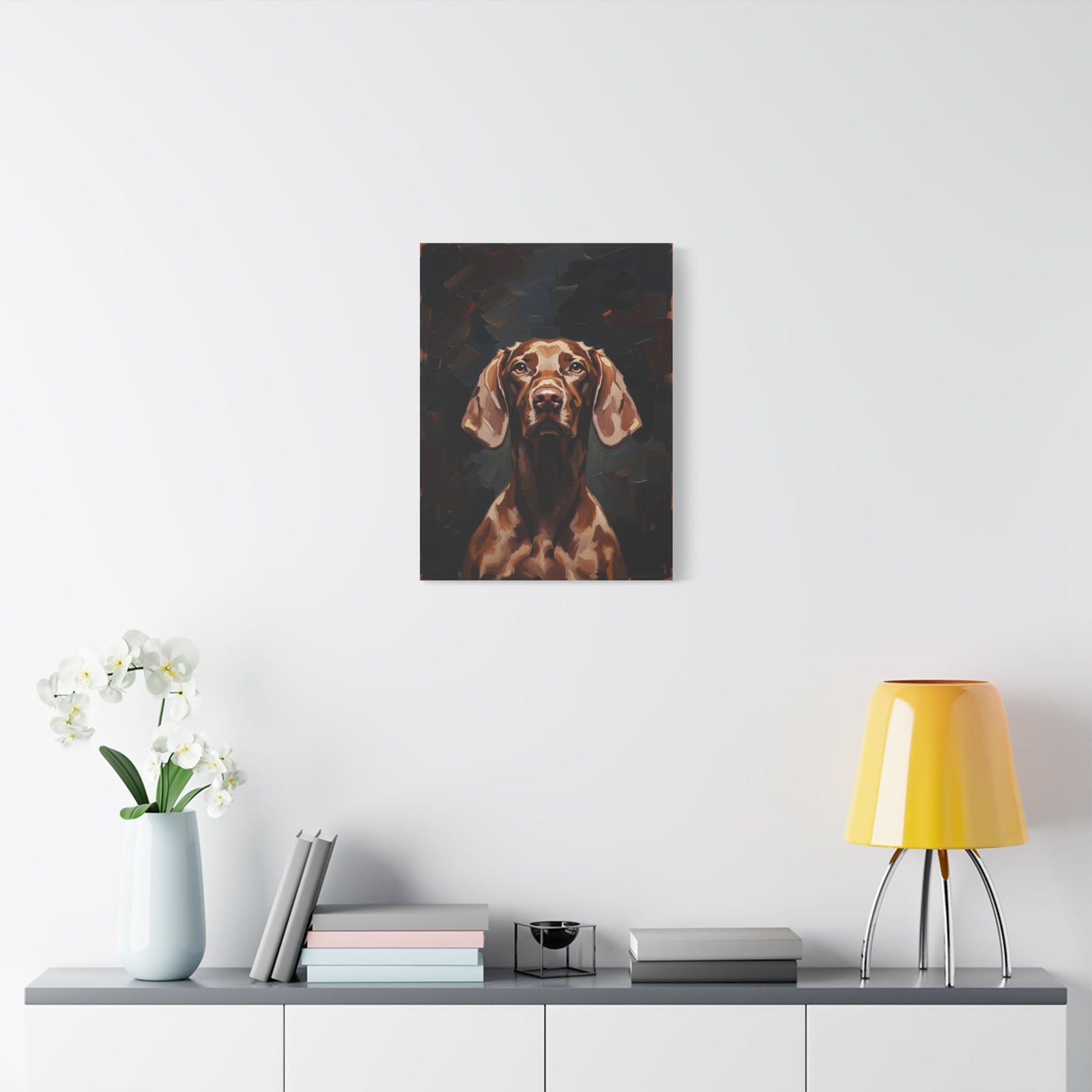 Chocolate Vizsla Canvas Wall Art — Matte Stretched Dog Portrait