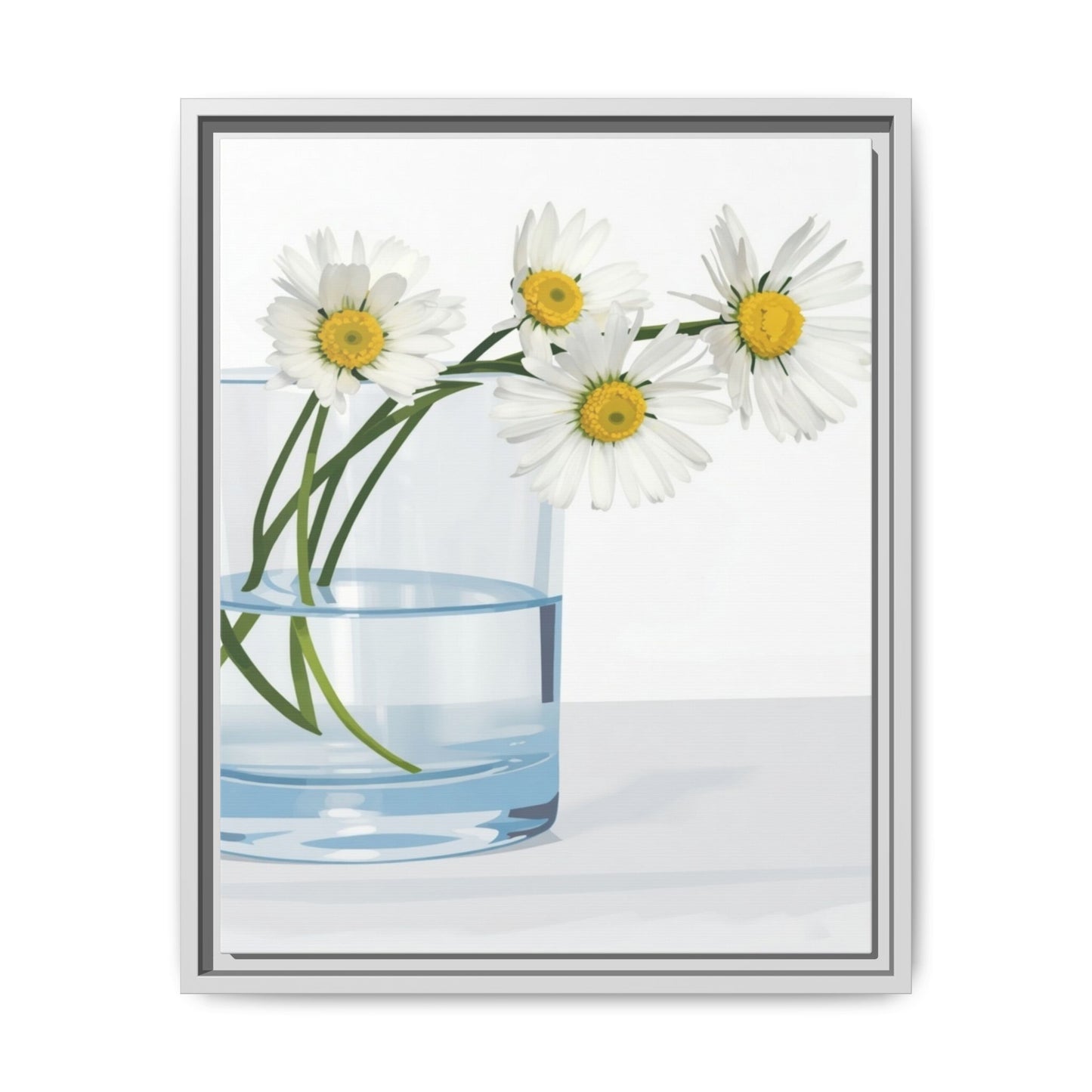 Framed Daisy Canvas Print — Minimal Botanical Wall Art