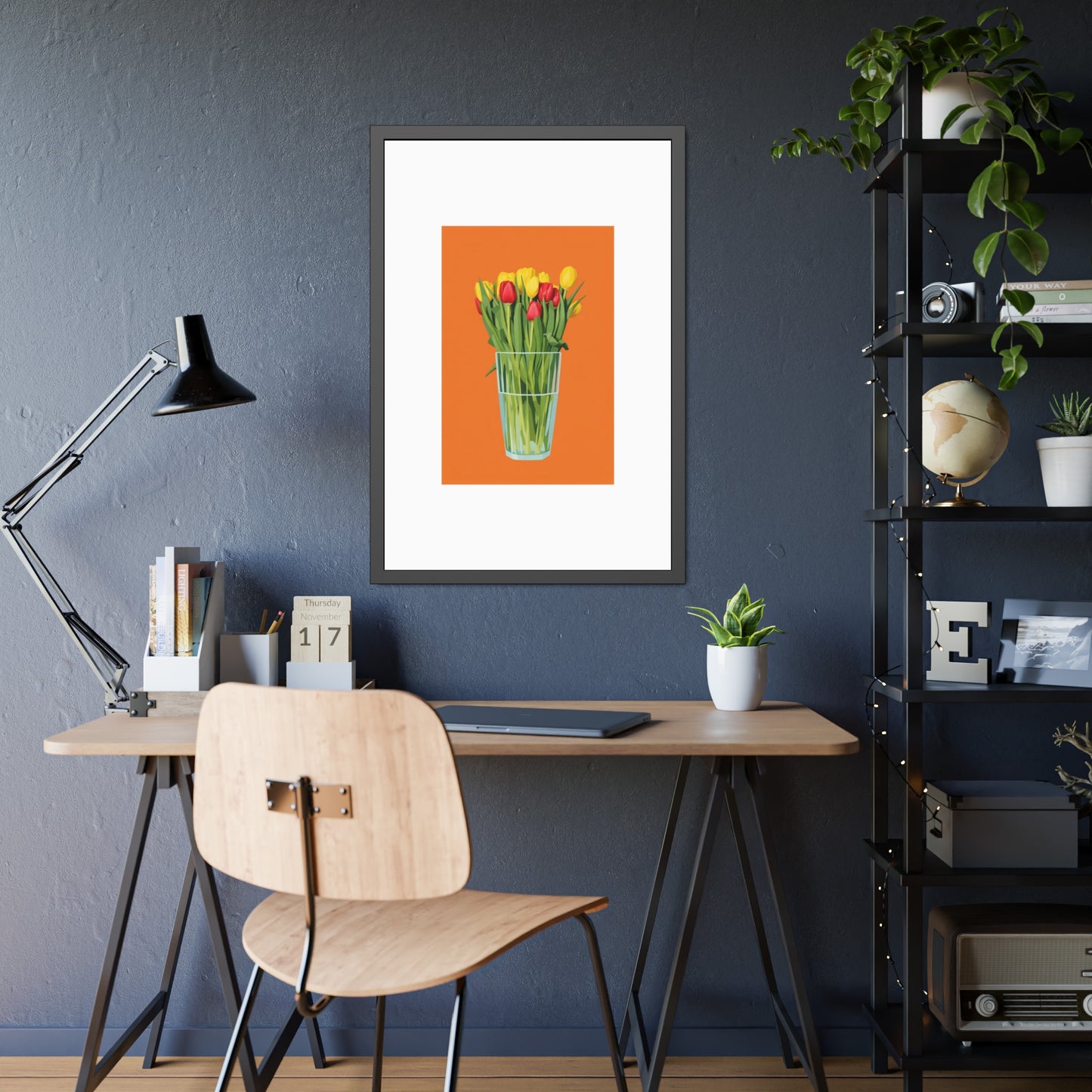 Framed Poster — Colorful Tulip Vase Wall Art (Spring Floral Print)