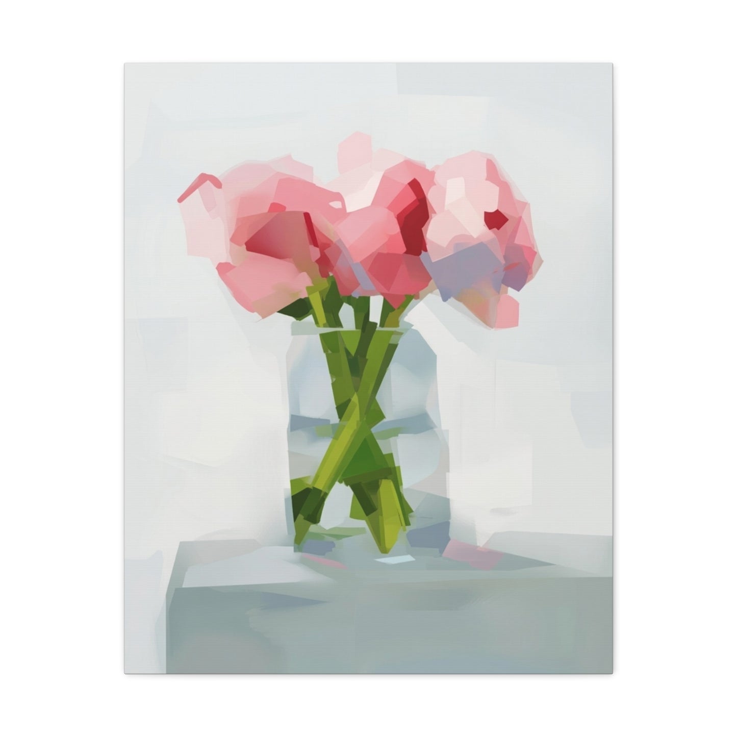 Pink Peonies Vase Canvas Art — Stretched Matte Wall Decor