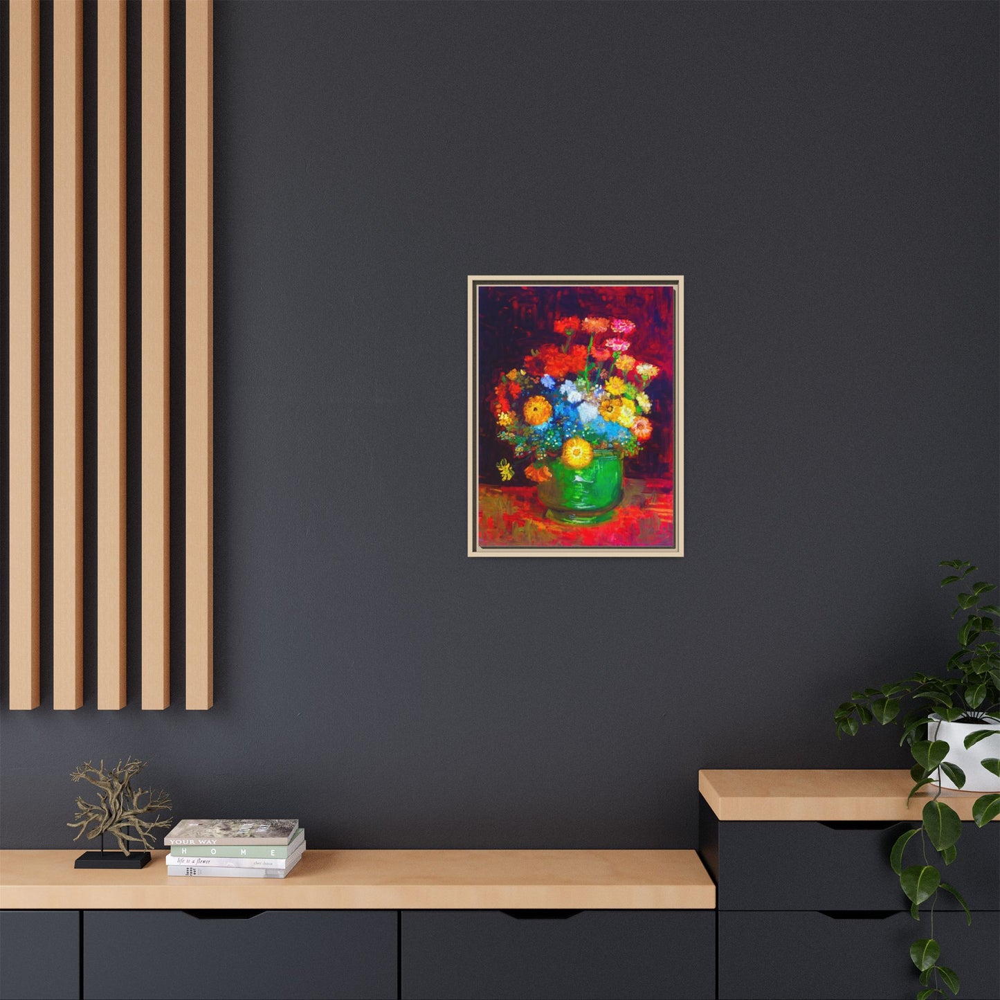 Framed Floral Canvas Print — Colorful Bouquet Wall Art