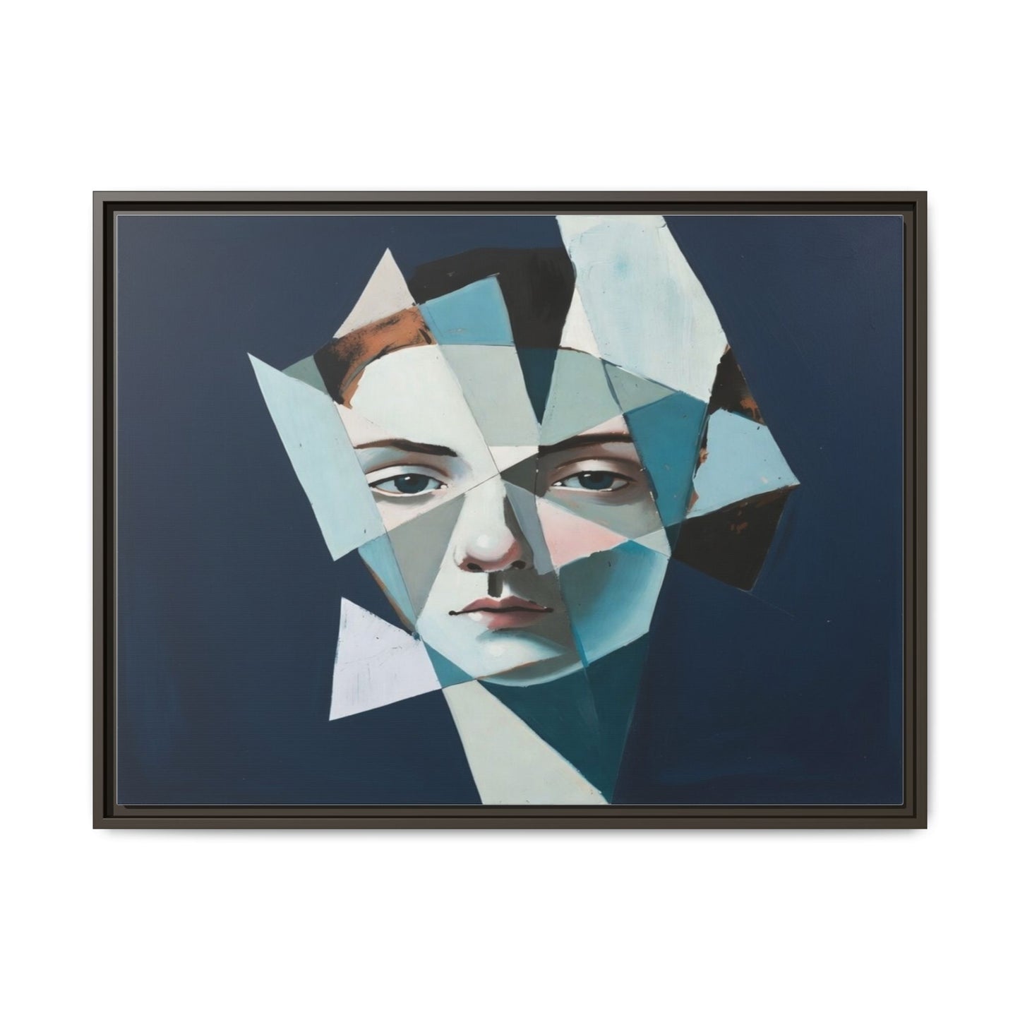 Abstract Fragmented Portrait Matte Canvas (Framed)