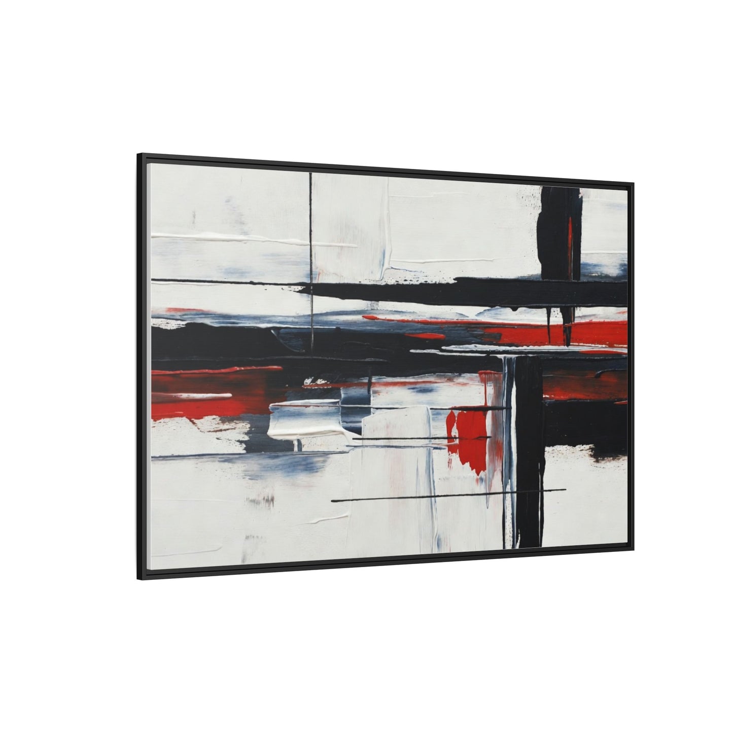 Abstract Red & Black Framed Canvas Art — Modern Matte Wall Painting
