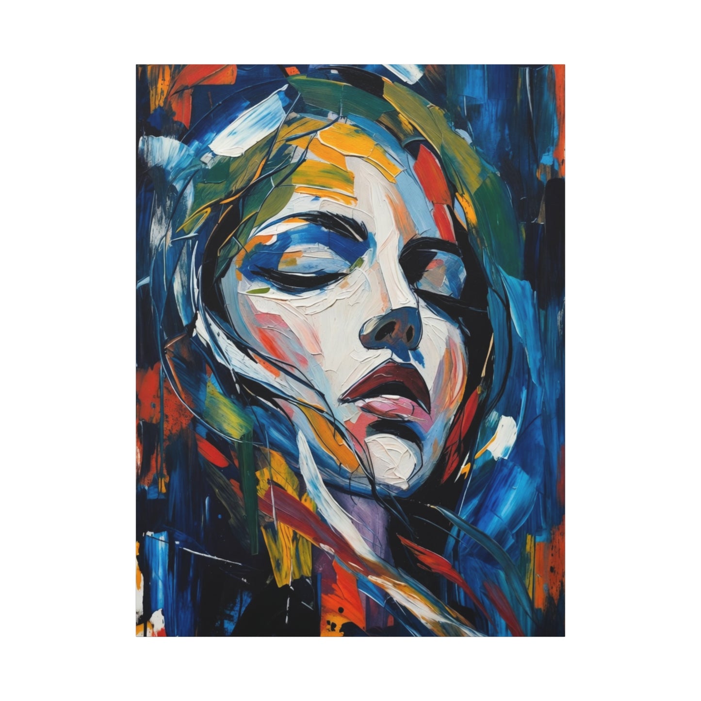 Abstract Colorful Woman Portrait Canvas