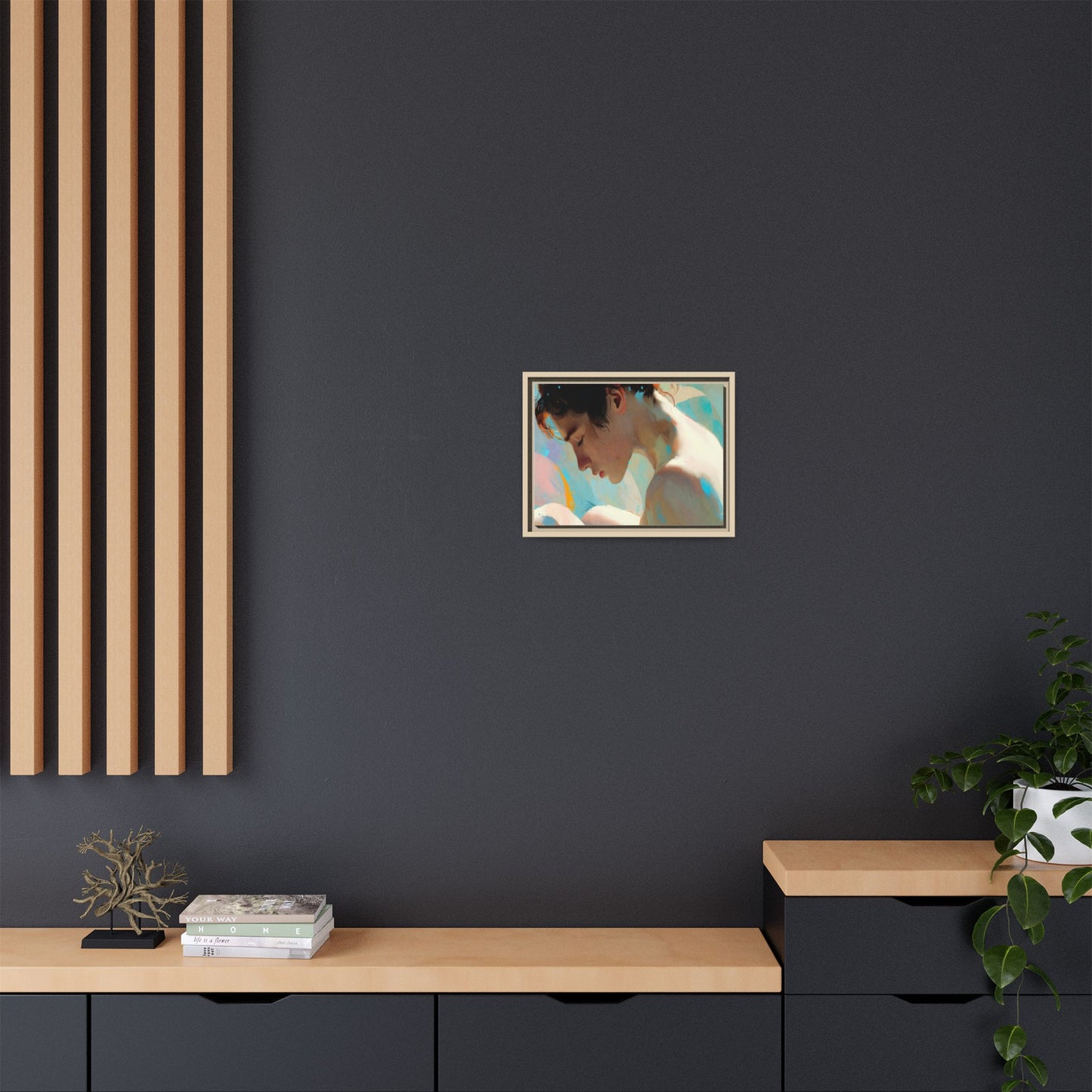 Framed Matte Canvas Print — Dreamy Portrait Art (Multi‑Color)